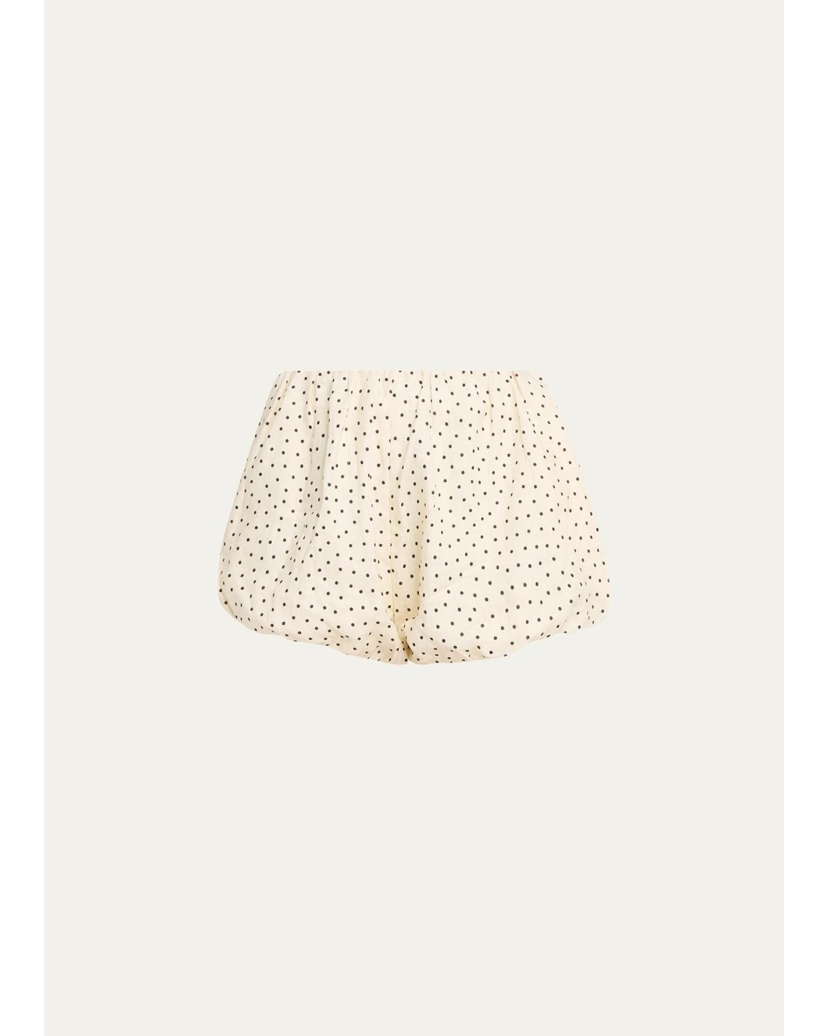 Aexae Polka Dot Linen Bubble Shorts In White