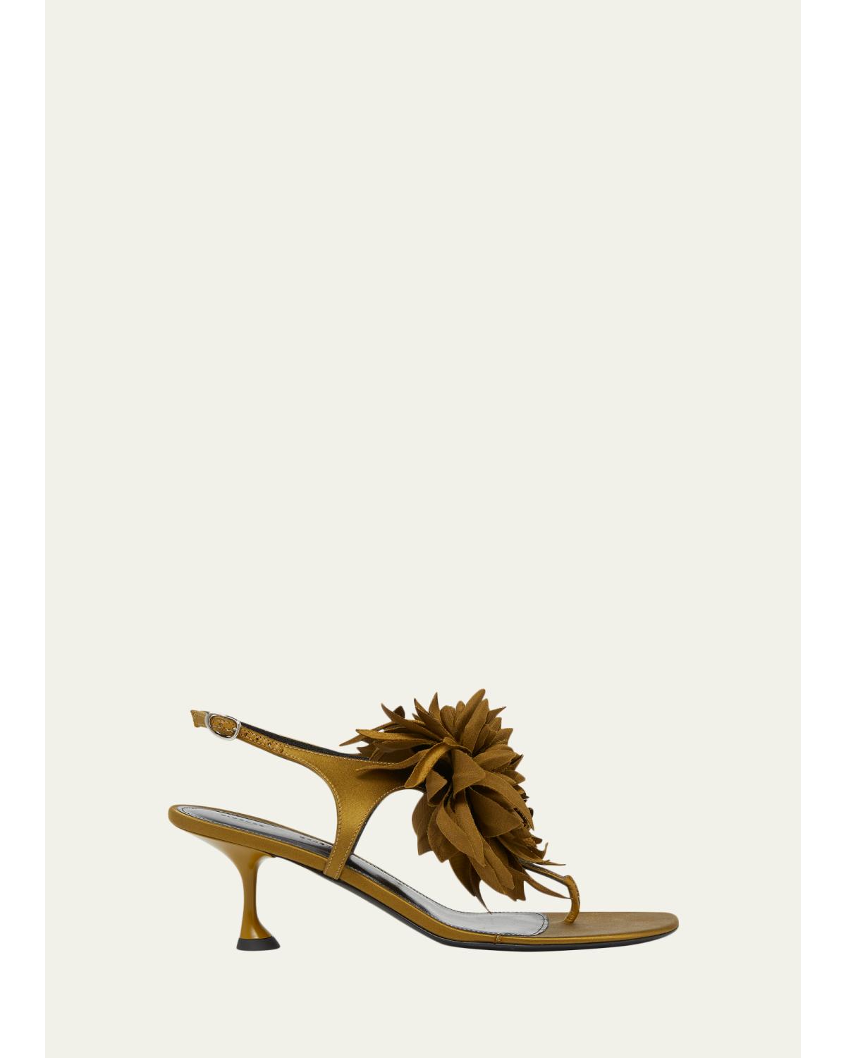 Tee Satin Flower Thong Sandals