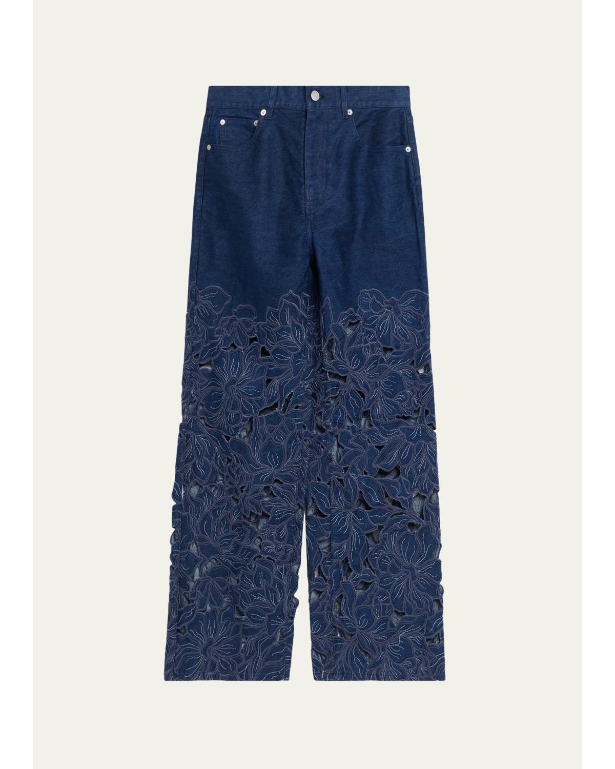 Betty Embroidered Straight-Leg Jeans