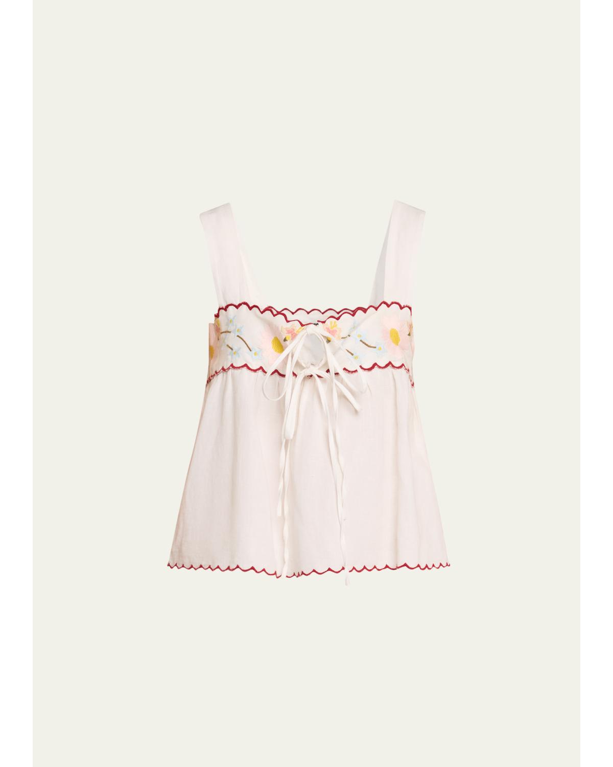Ander Embroidered Cotton-Blend Top