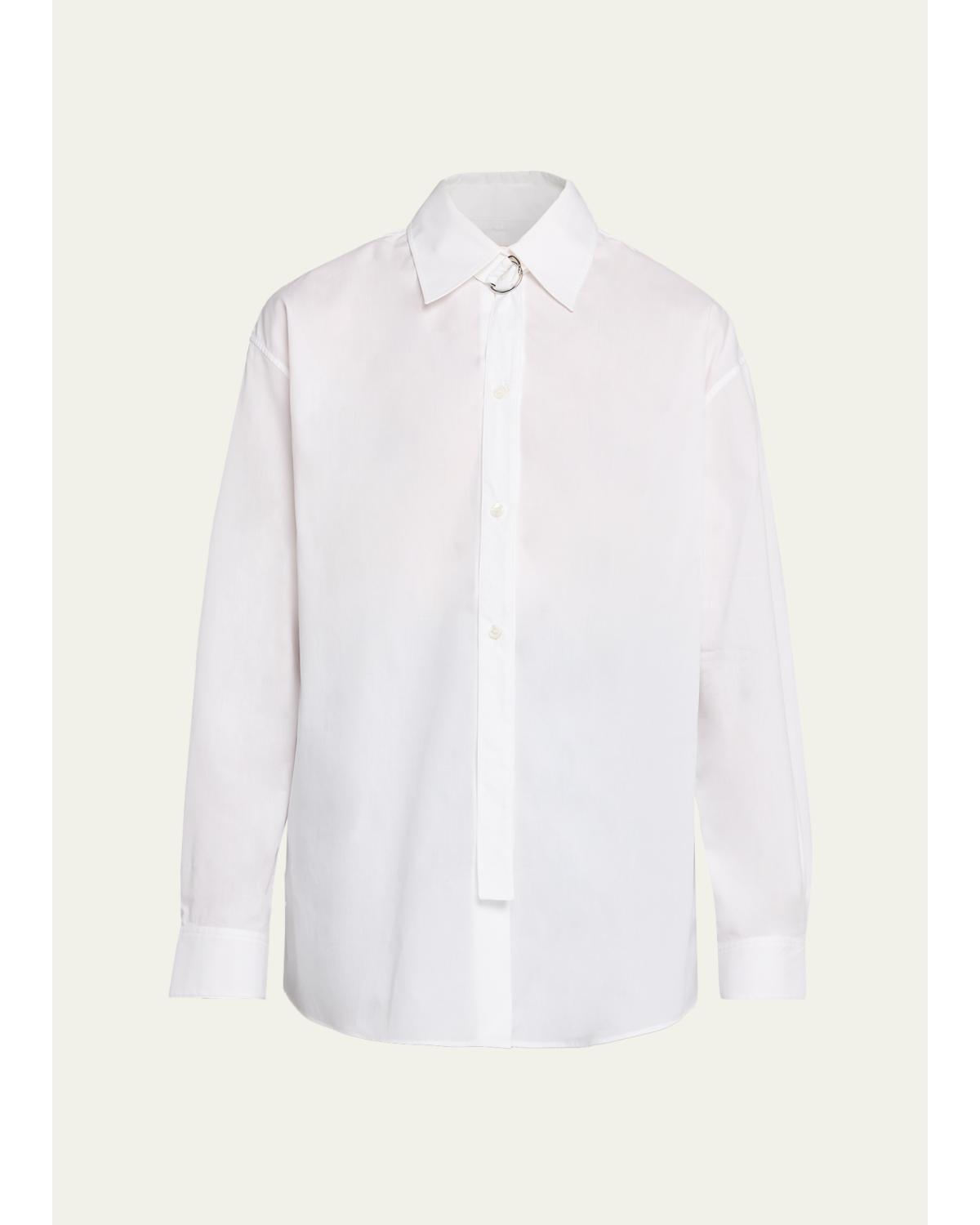 D-Ring Strap Cotton Poplin Button-Down Shirt