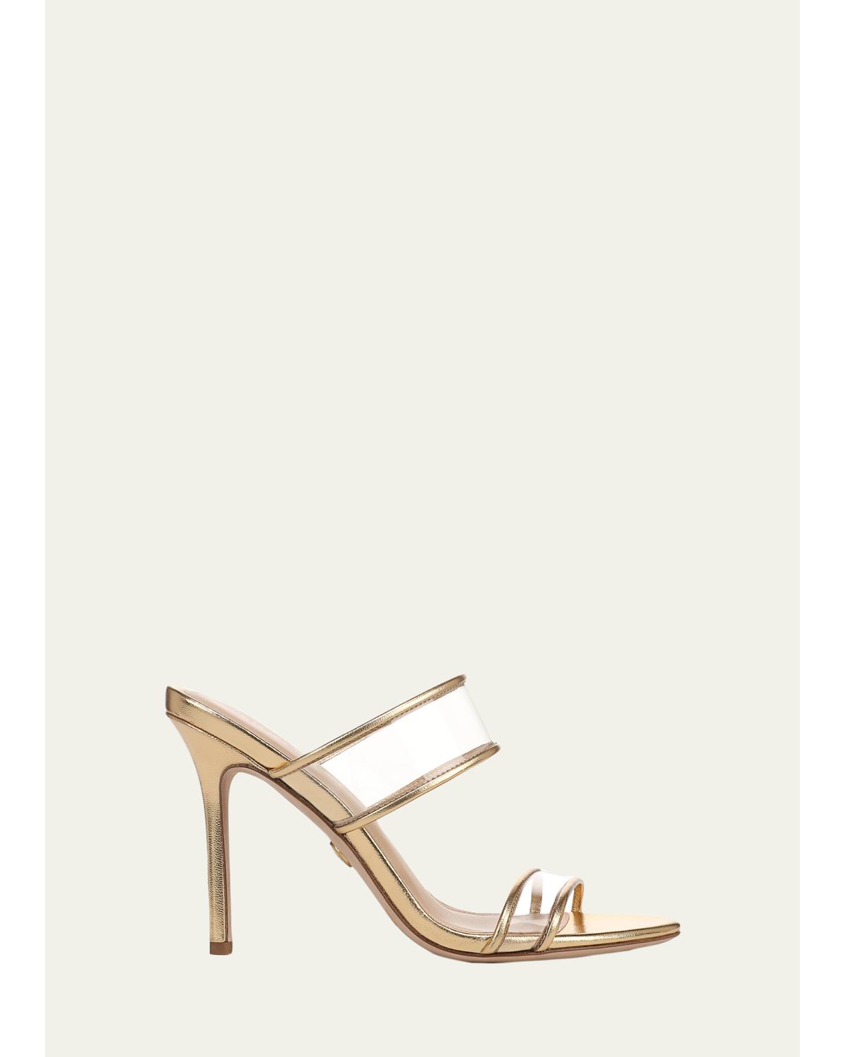 95Mm Asha Metallic Leather Piping Jelly Sandals