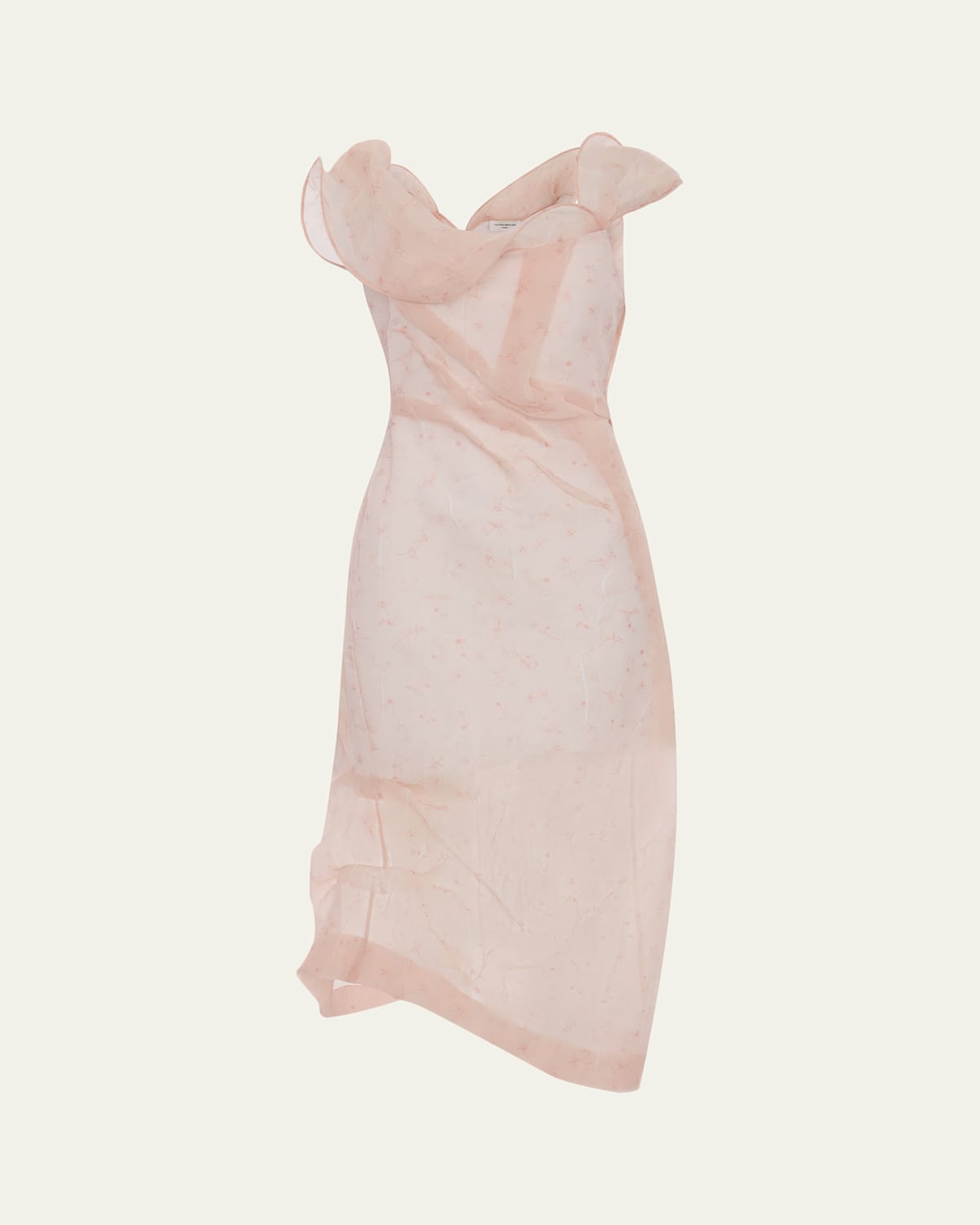 Victoria Beckham Hoop Asymmetric Floral Organza Midi Dress