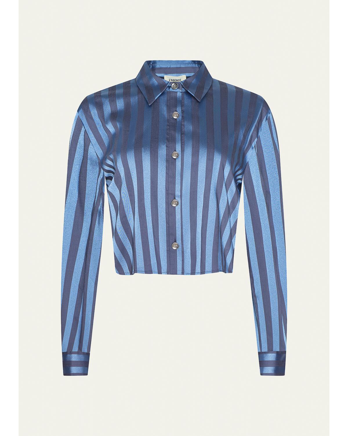 Cosette Stripe Cropped High-Low Shirt