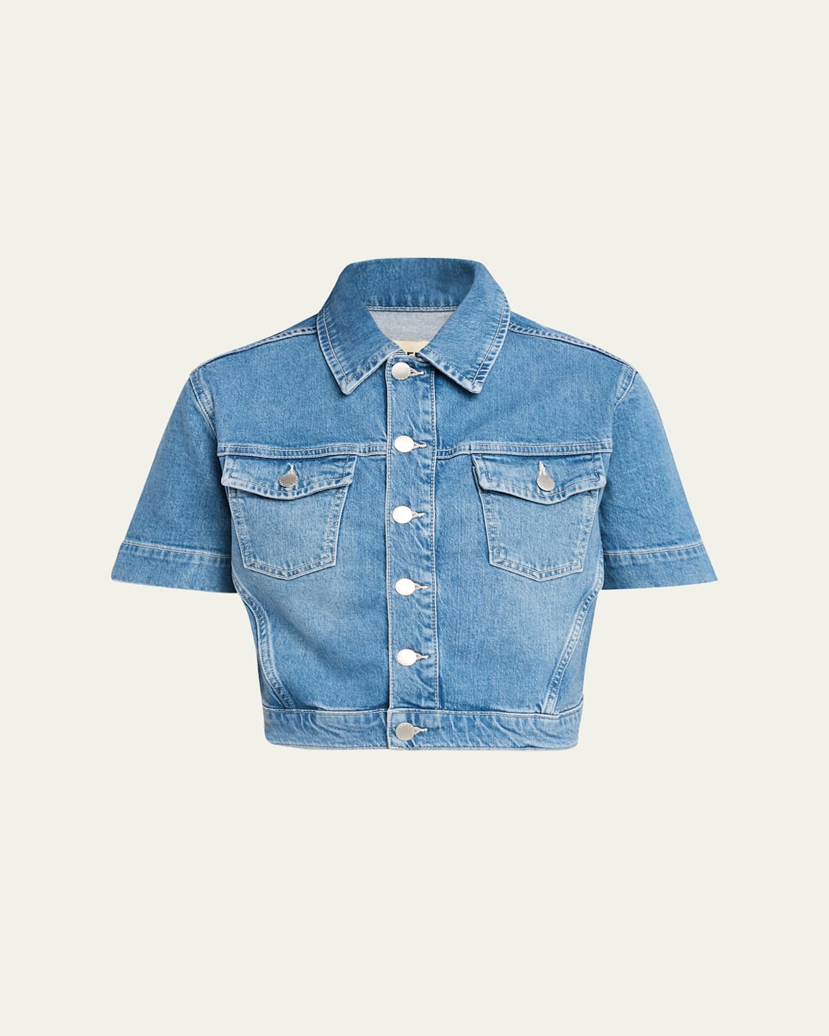 Kirstie Cropped Short-Sleeve Denim Jacket