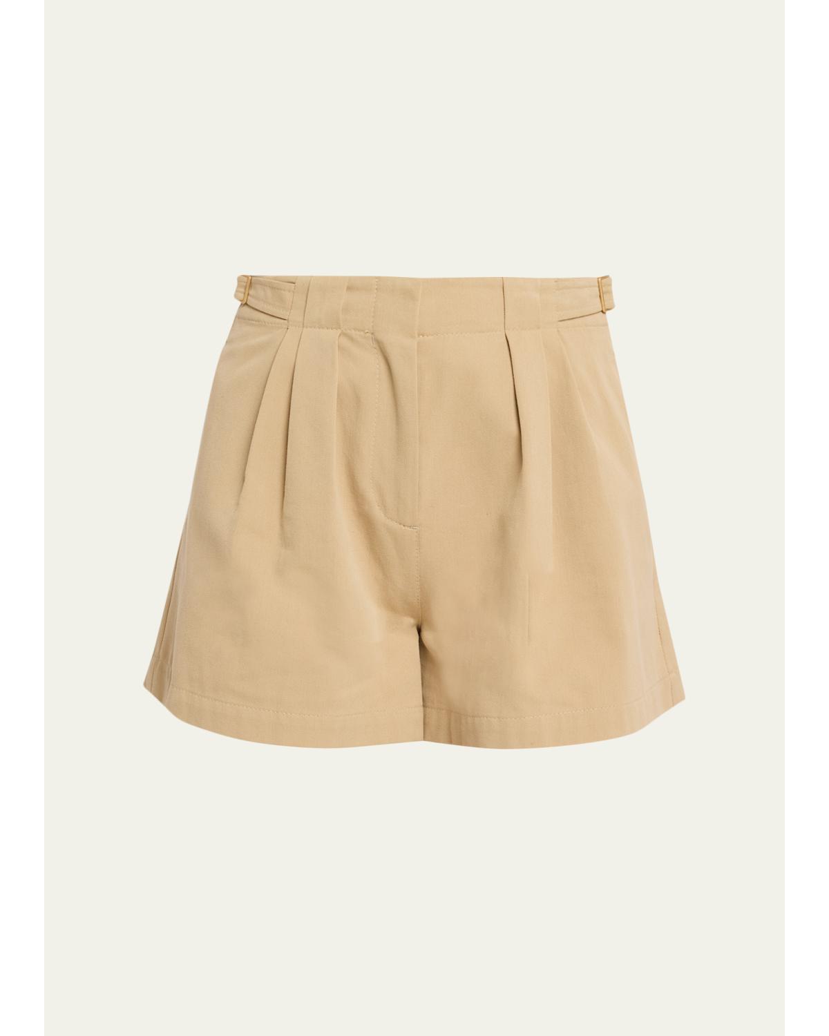 Kira Pleated Cotton Shorts