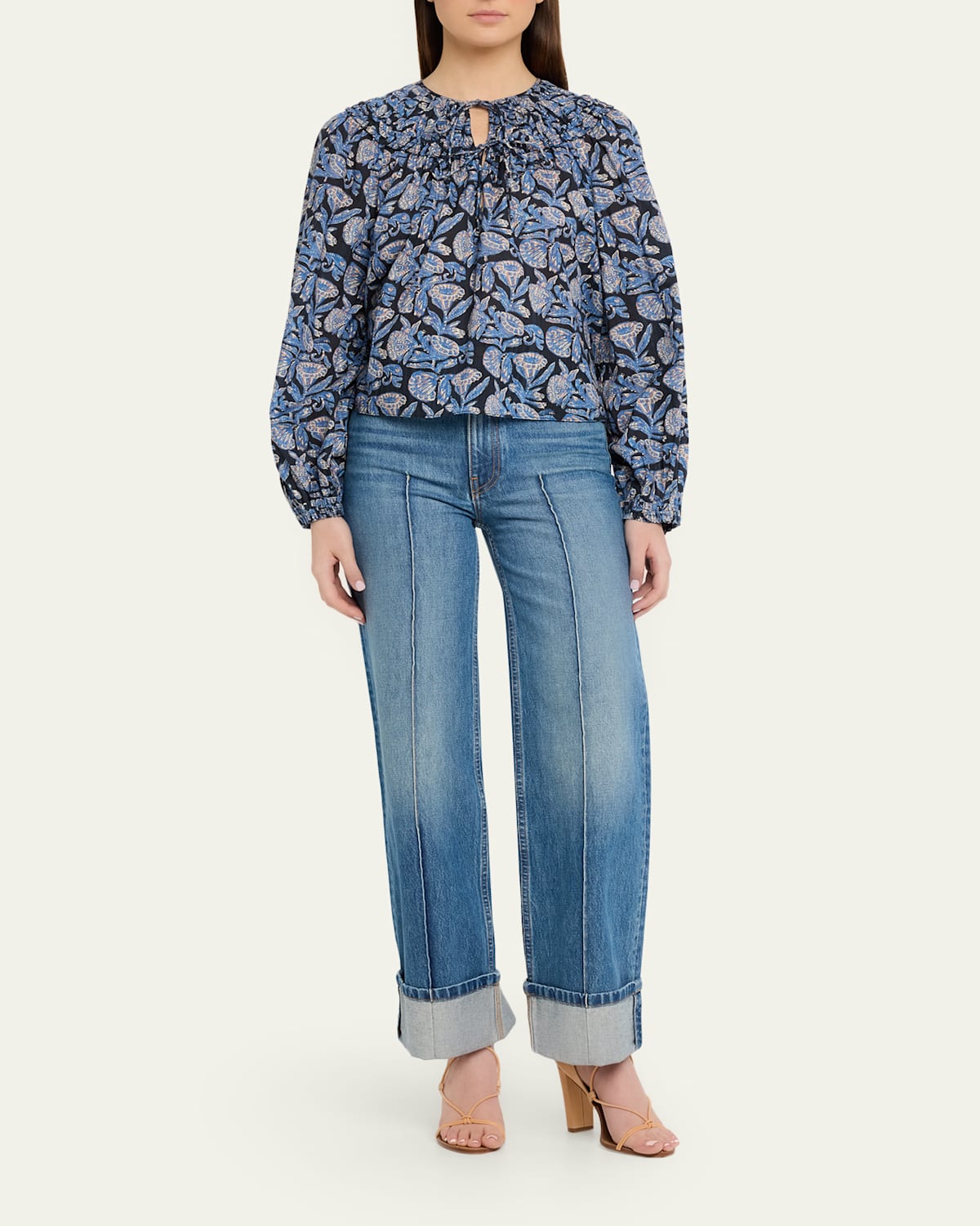 Florelle Printed Long-Sleeve Blouse