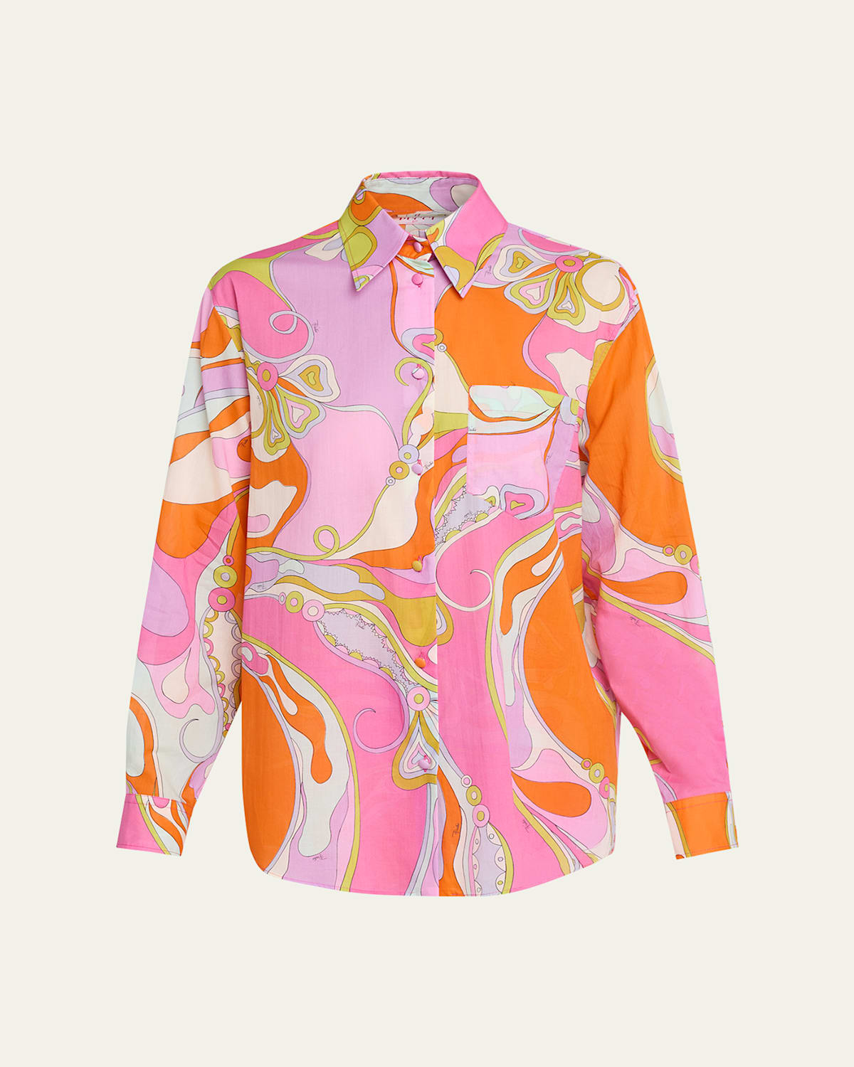 Pucci Orchidee Cotton Muslin Button-down Shirt In Multi