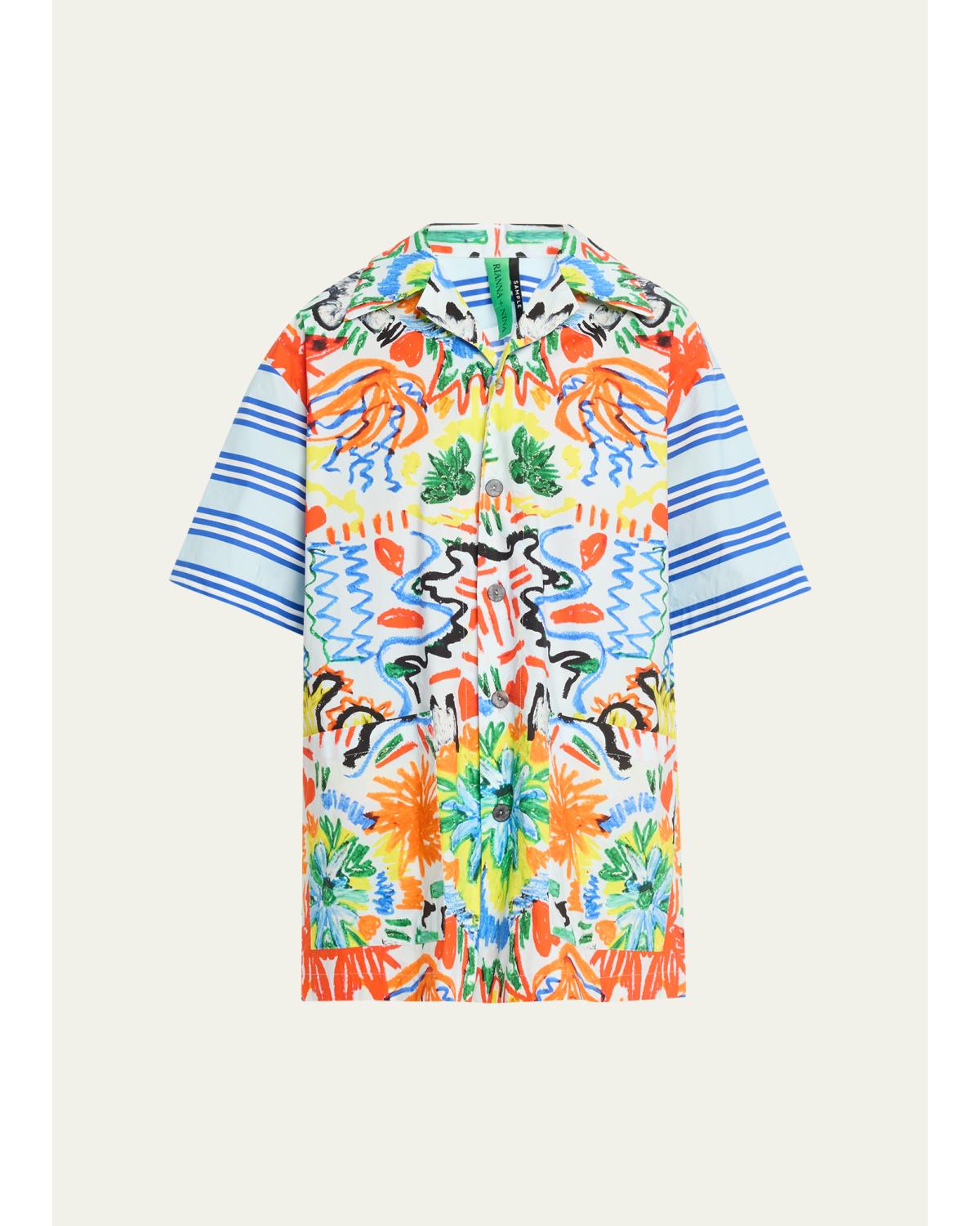Tropical-Print Cotton Shirt