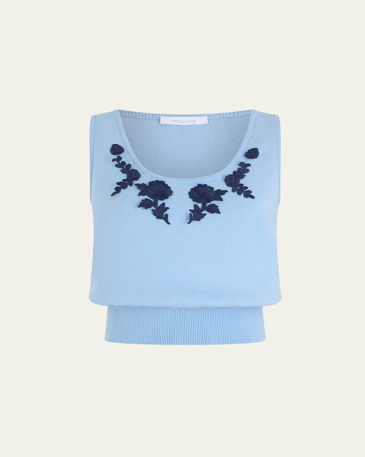 Rabanne Floral Embroidered Rib Knit Sleeveless Sweater | Thumbnail 2 Rabanne Floral Embroidered Rib Knit Sleeveless Sweater | Thumbnail 2