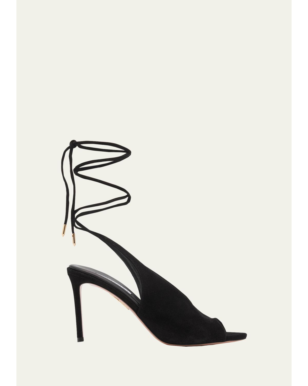 85Mm Lisa Suede Lace-Up Sandals