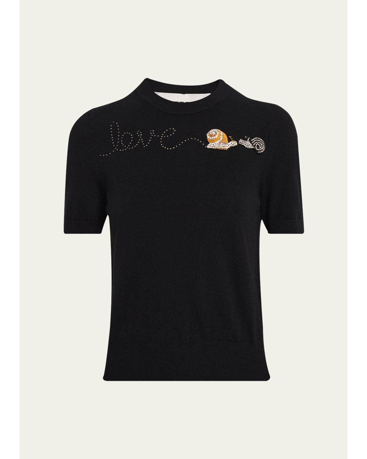 Snail Love Short-Sleeve Cashmere Sweater