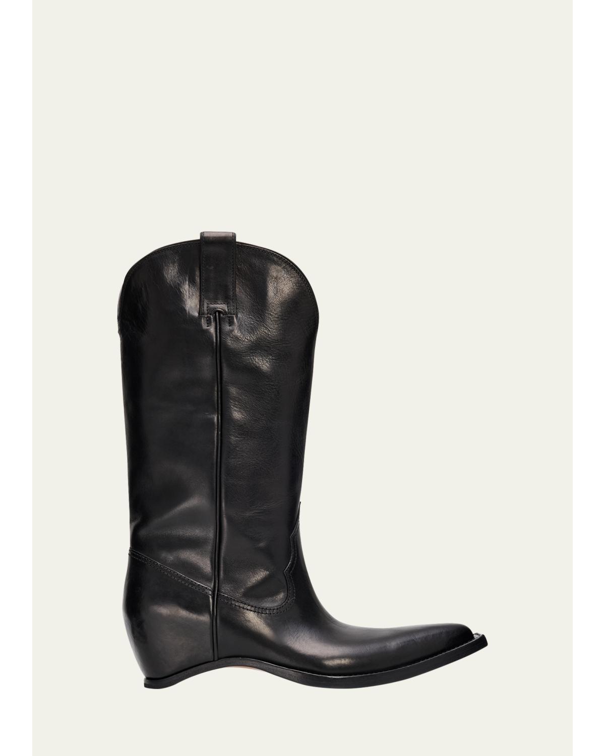 Heel-Less Leather Cowboy Boots