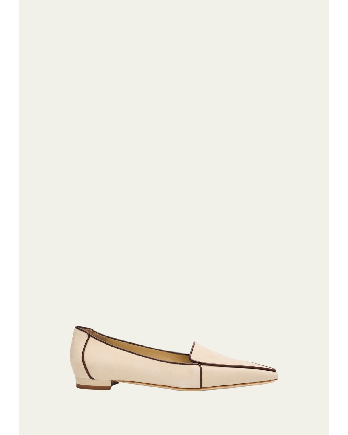 Uriola Contrast Piping Suede Loafers