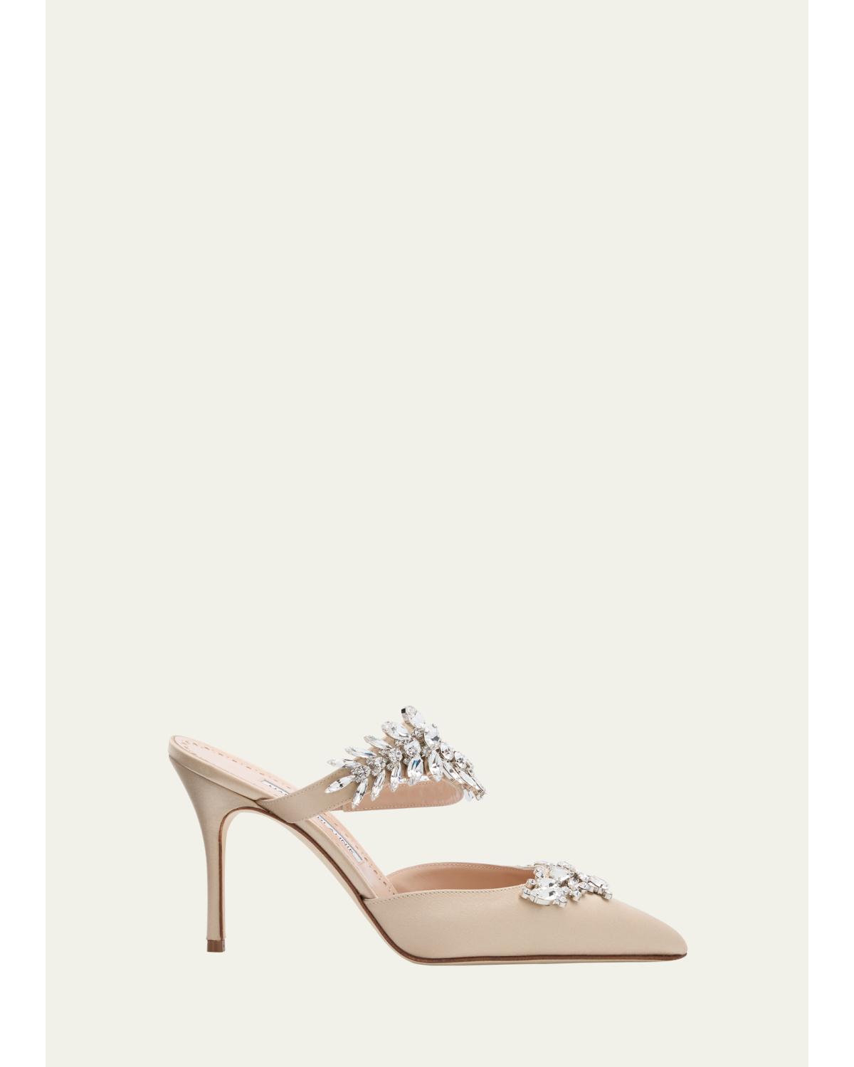 90Mm Lurum Embellished Satin Mule Pumps