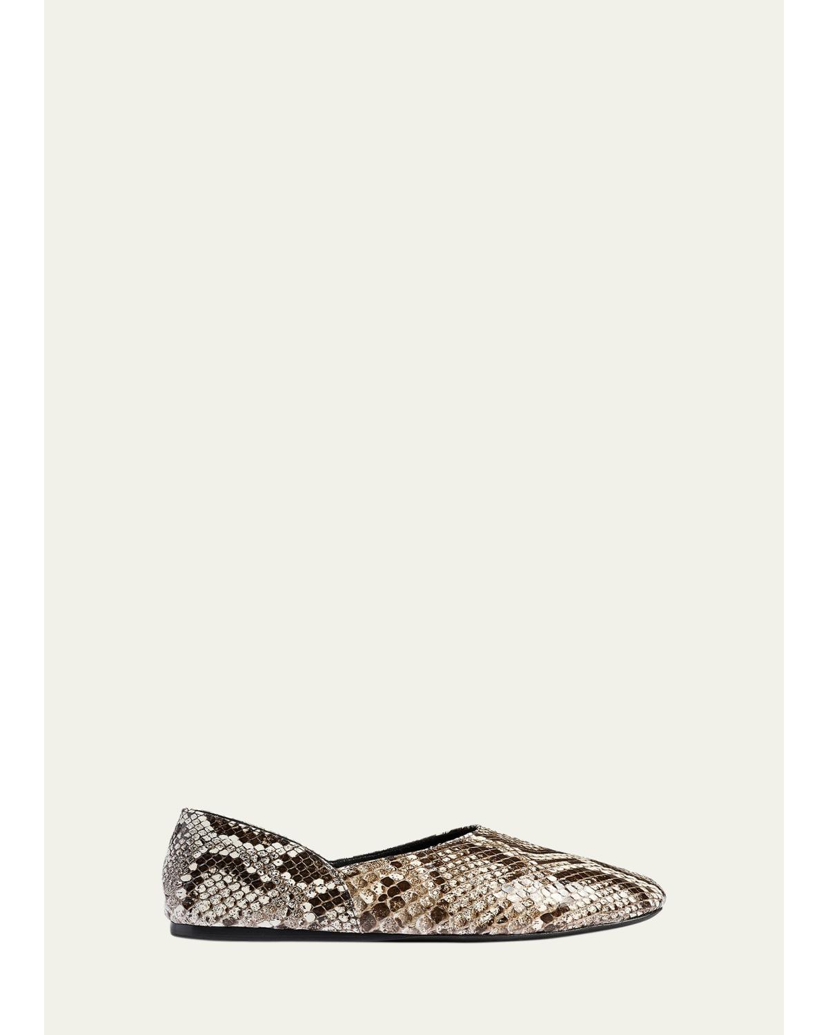 Jane Snake-Printed Leather Flats