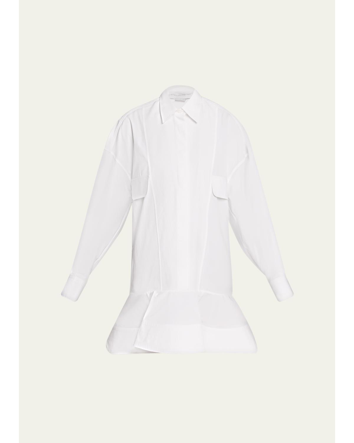 Poplin Peplum Pique Shirtdress