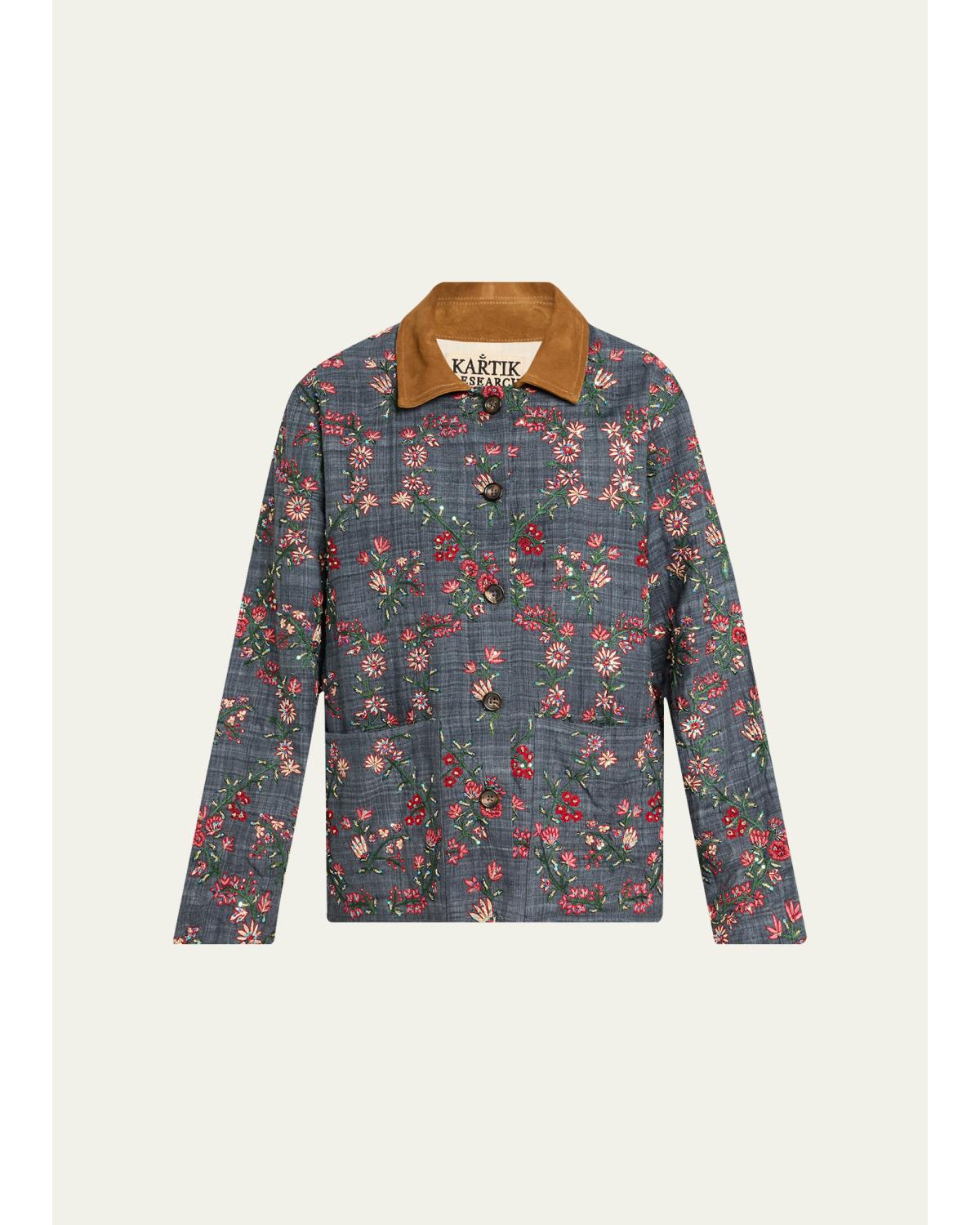 Palampore Floral Embroidered Chore Jacket