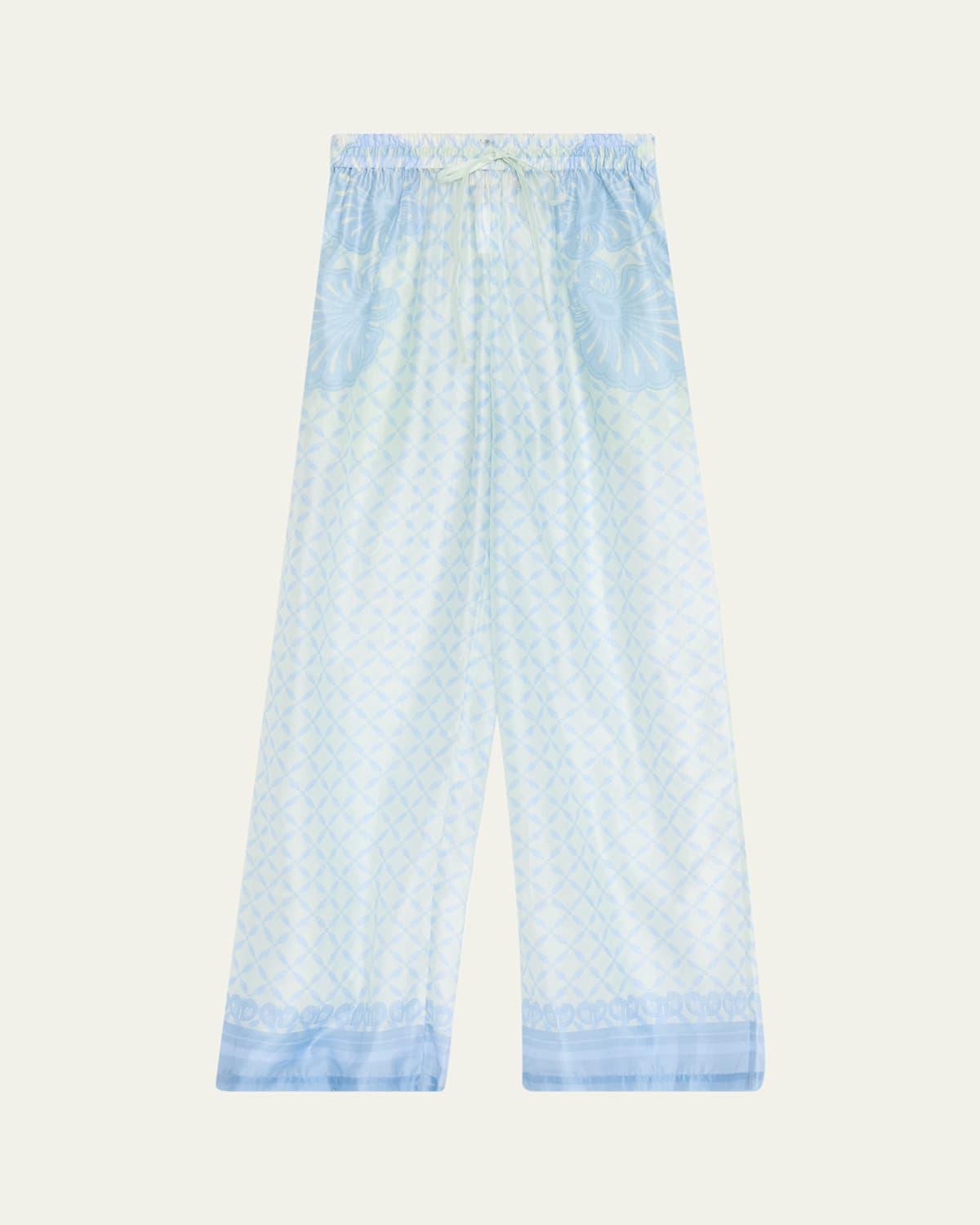 Shani Macey Wide-leg Drawstring Pants In Aqua Shell