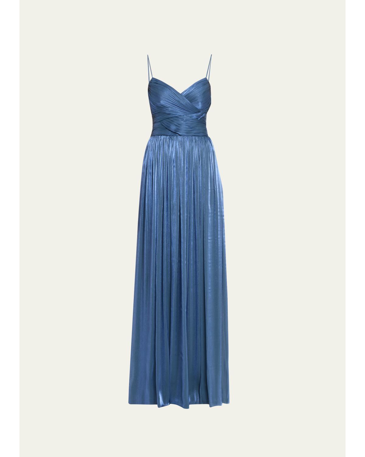 Sireen Metallic Georgette Sleeveless Crisscross Gown