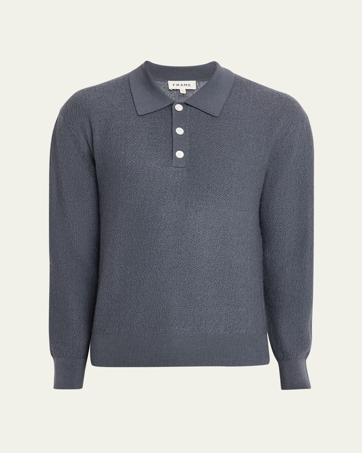 Men'S Textured Wool Polo Sweater