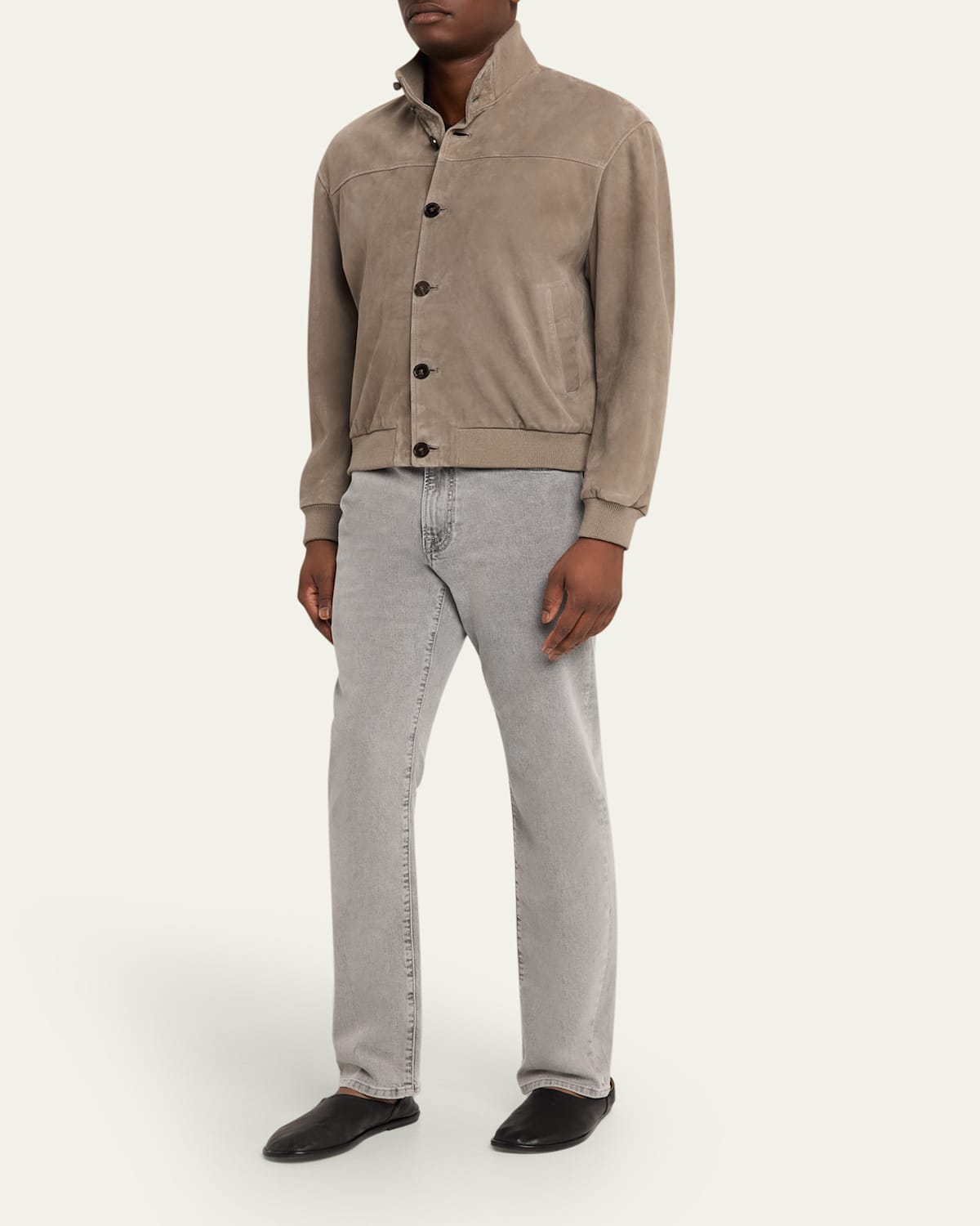 Men'S Rib Collar Suede Jacket