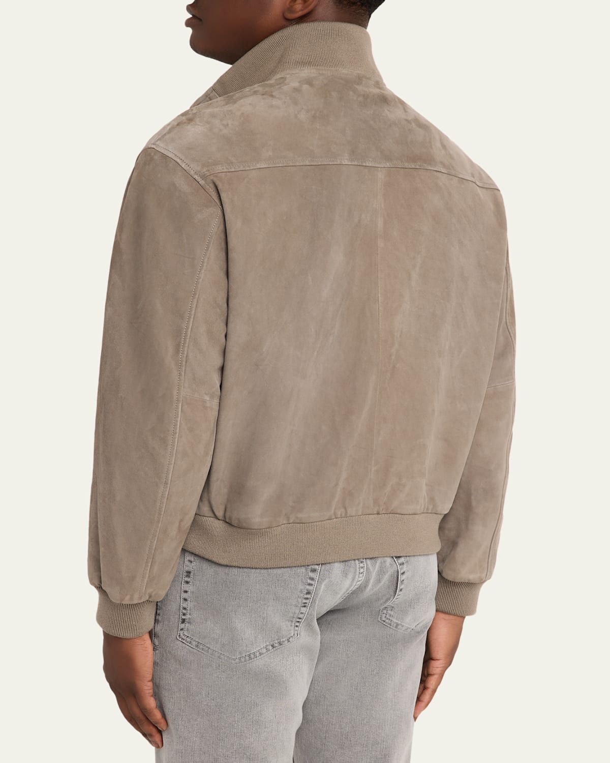 Men'S Rib Collar Suede Jacket