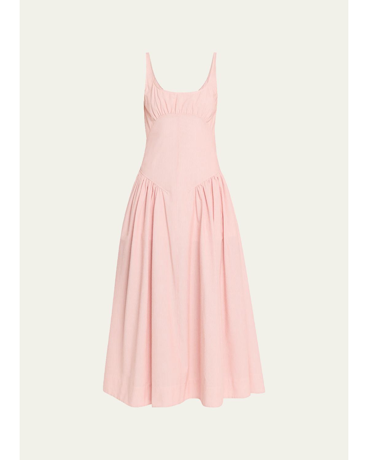 Solira Seersucker Fit-&-Flare Midi Dress