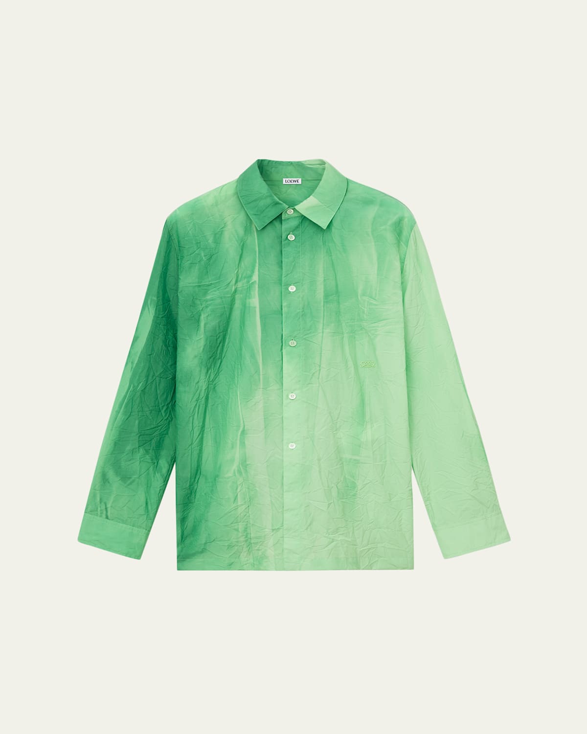 Loewe Ombre Crinkled Cotton Button-down Shirt In Green