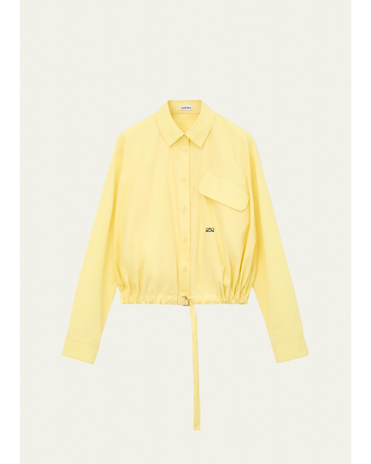 Belted Balloon Button-Down Shirt