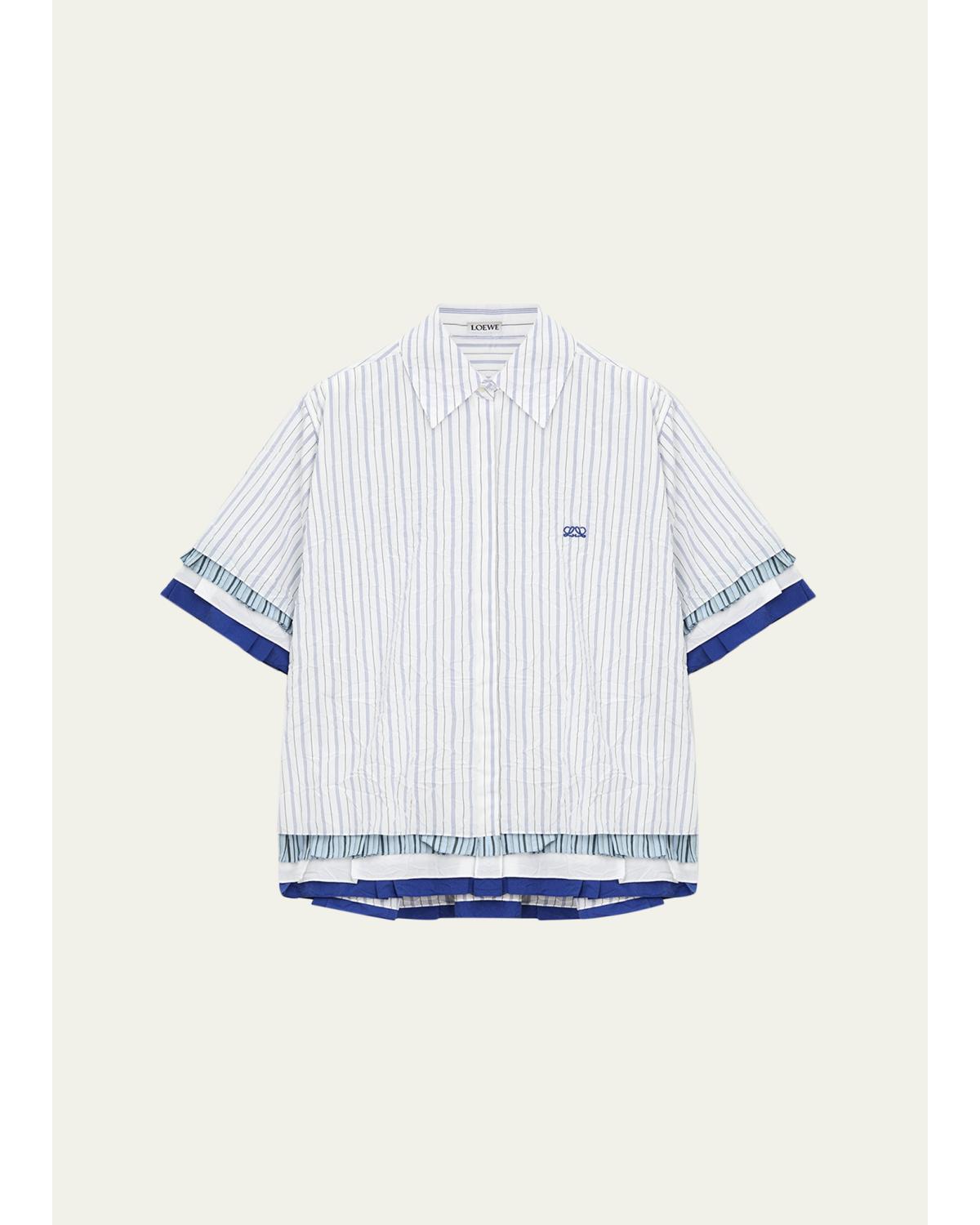 Short-Sleeve Layered Button-Down Shirt