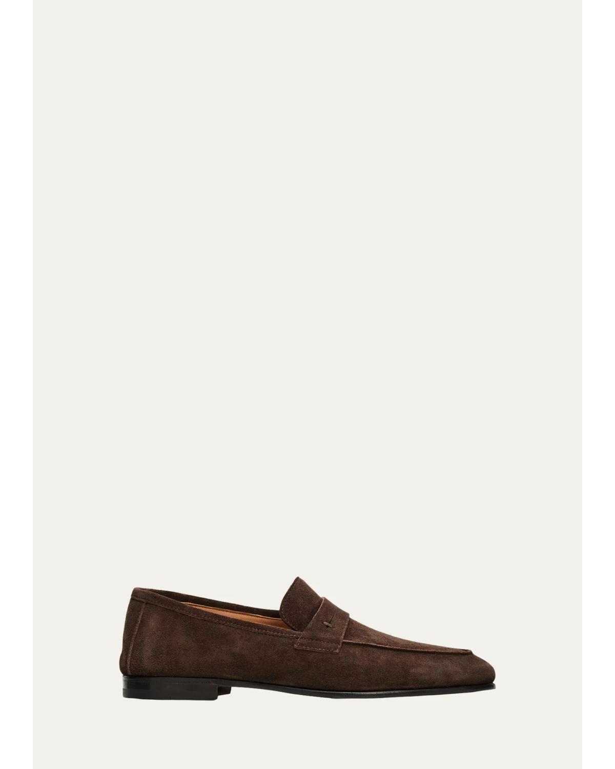 Men'S Water-Resistant Suede Leather-Sole Penny Loafers