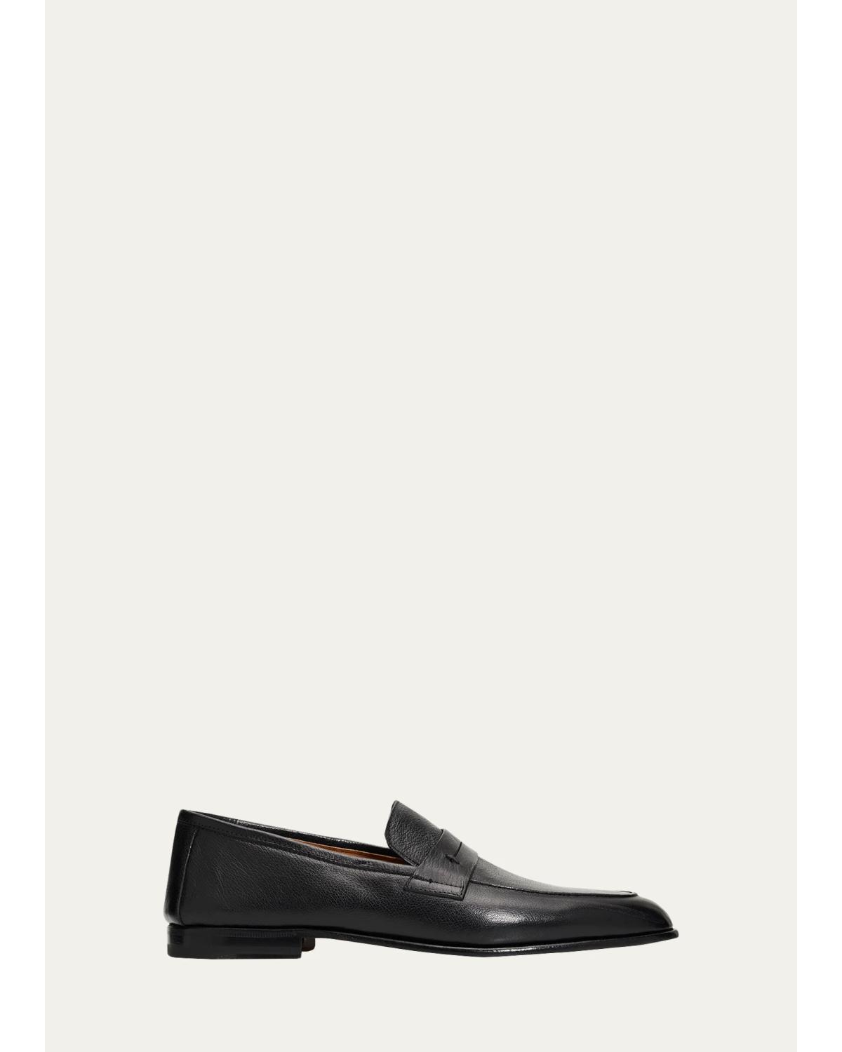 Men'S Buffalo Leather Penny Loafers