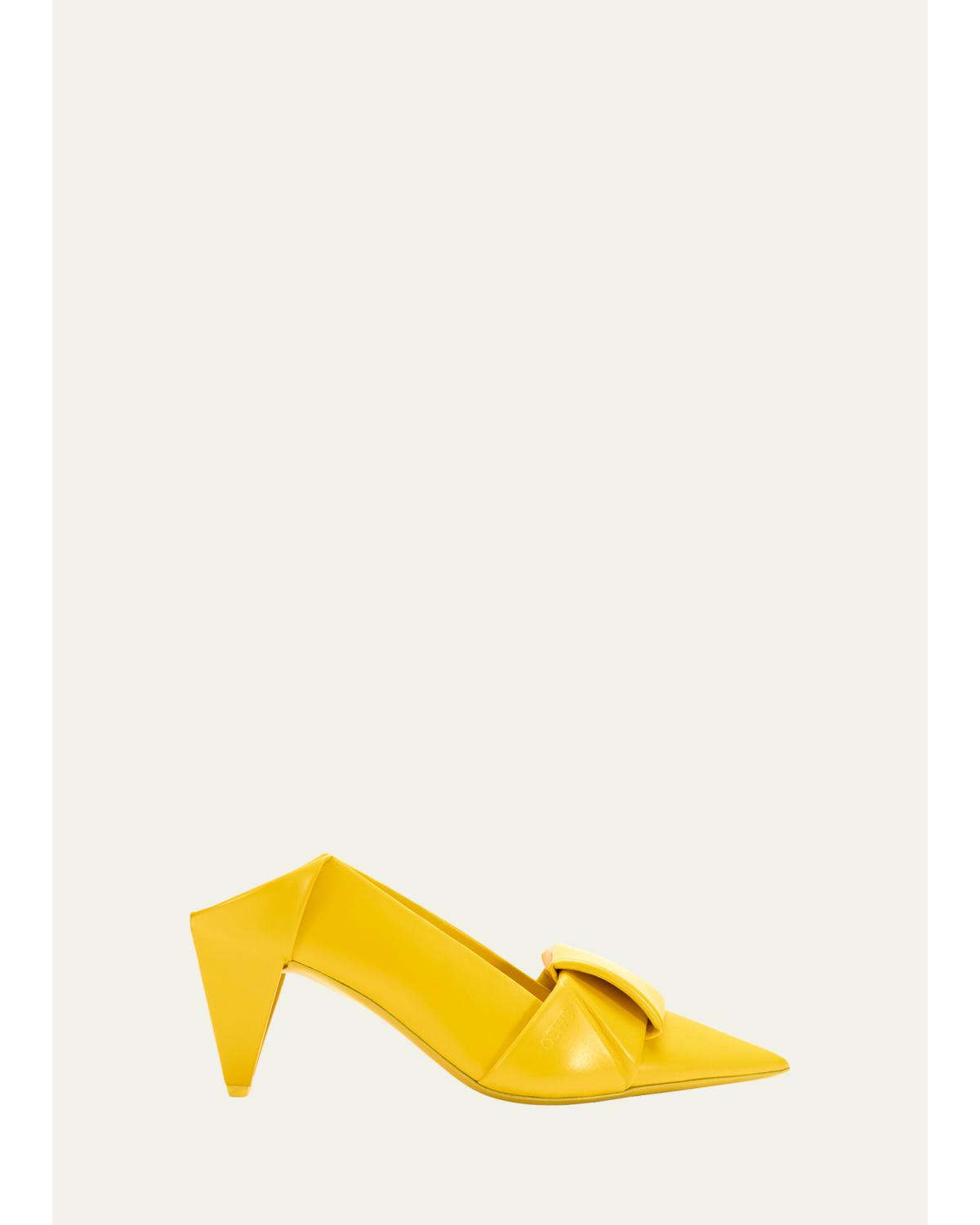 70Mm Origami Folded Leather Mule Pumps