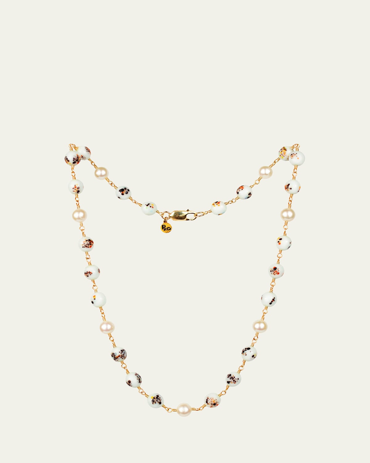 Presley Oldham Speckle Necklace with Baroque Pearls and Japanese Glass