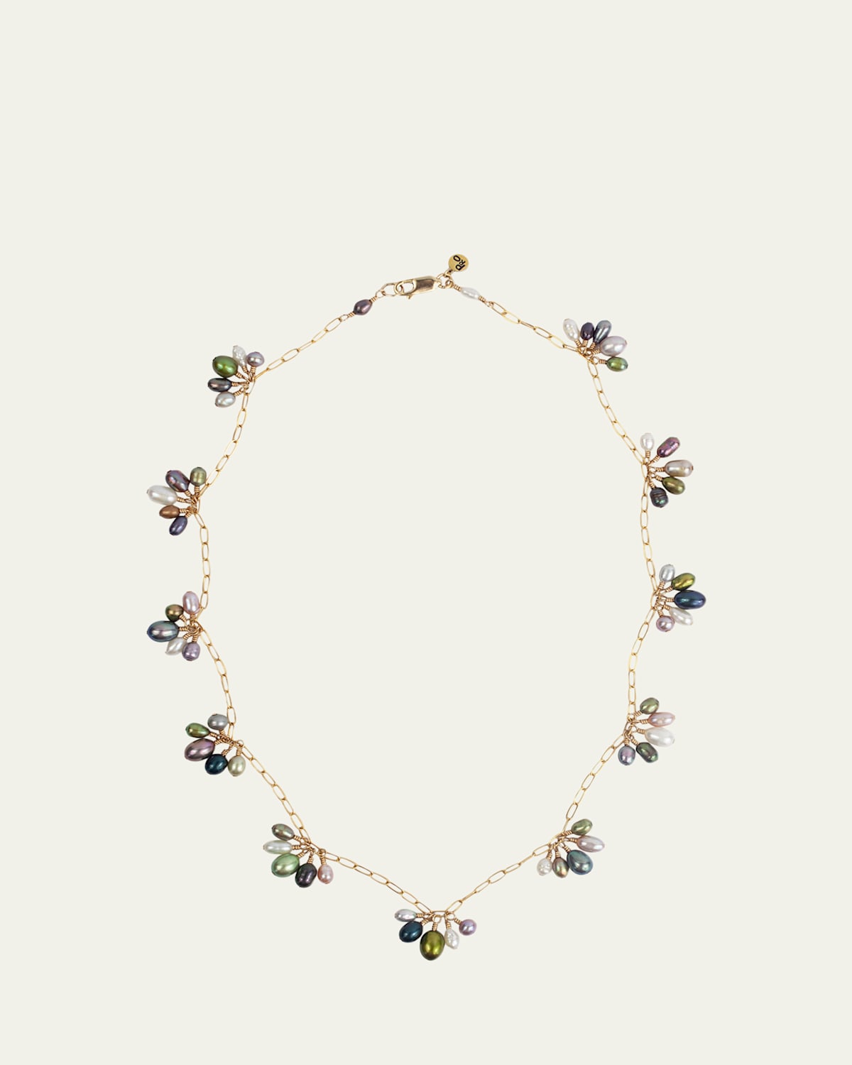 Presley Oldham Fringe Necklace with Multicolor Pearls, 17"L