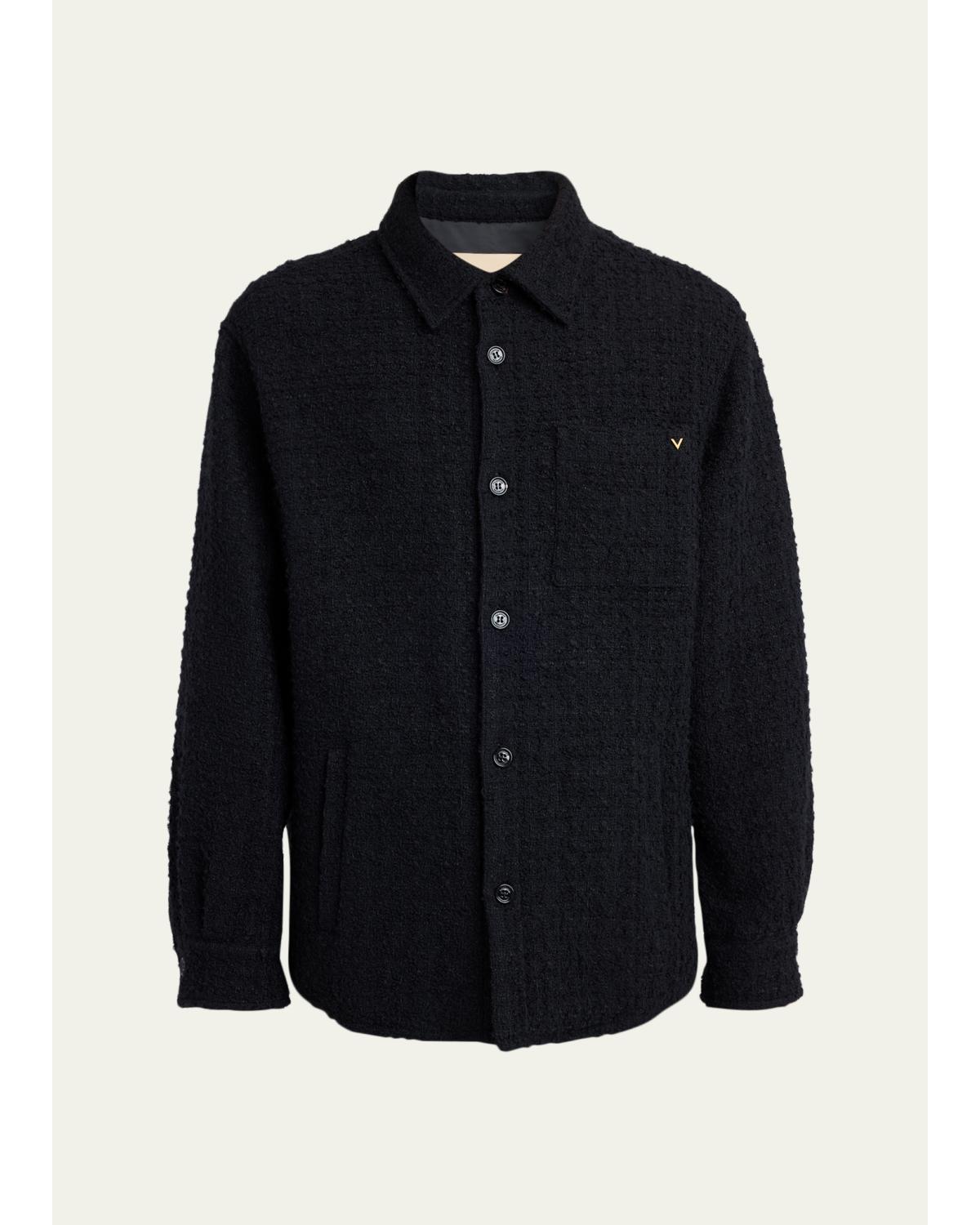 Men'S Cotton Boucle Tweed Overshirt