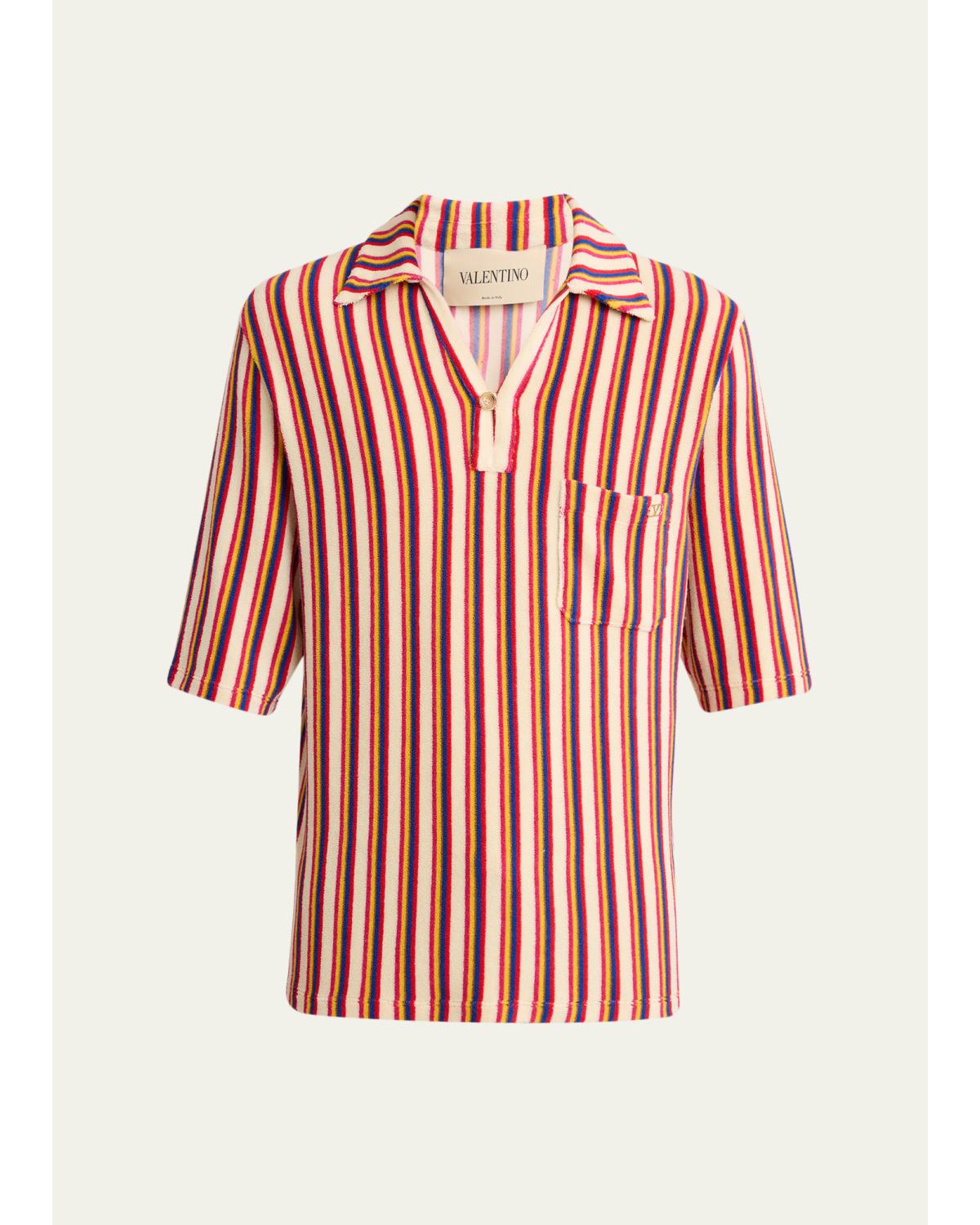 Men'S Striped Toweling Camp Shirt