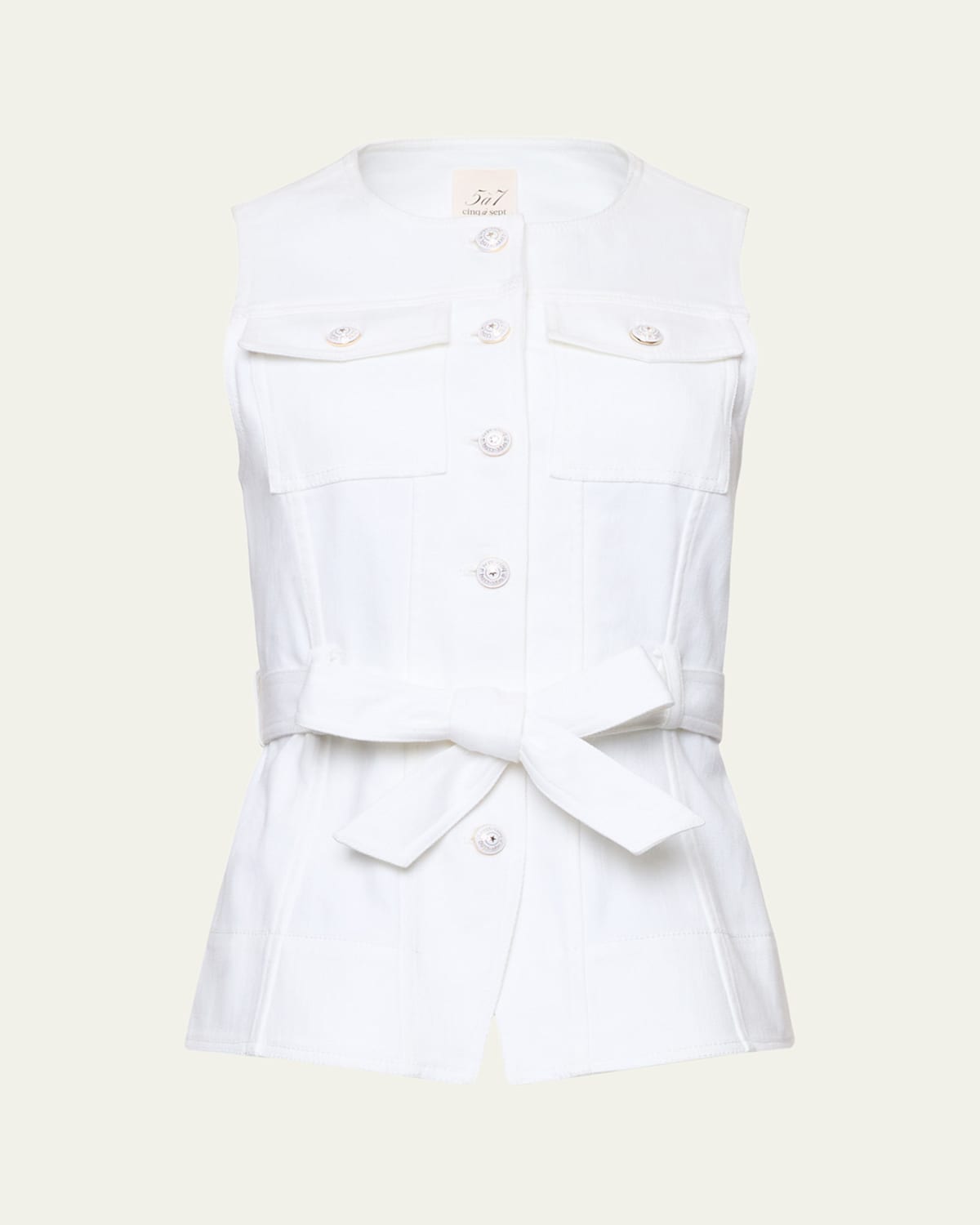 Cinq À Sept Reenee Belted Denim Vest In White