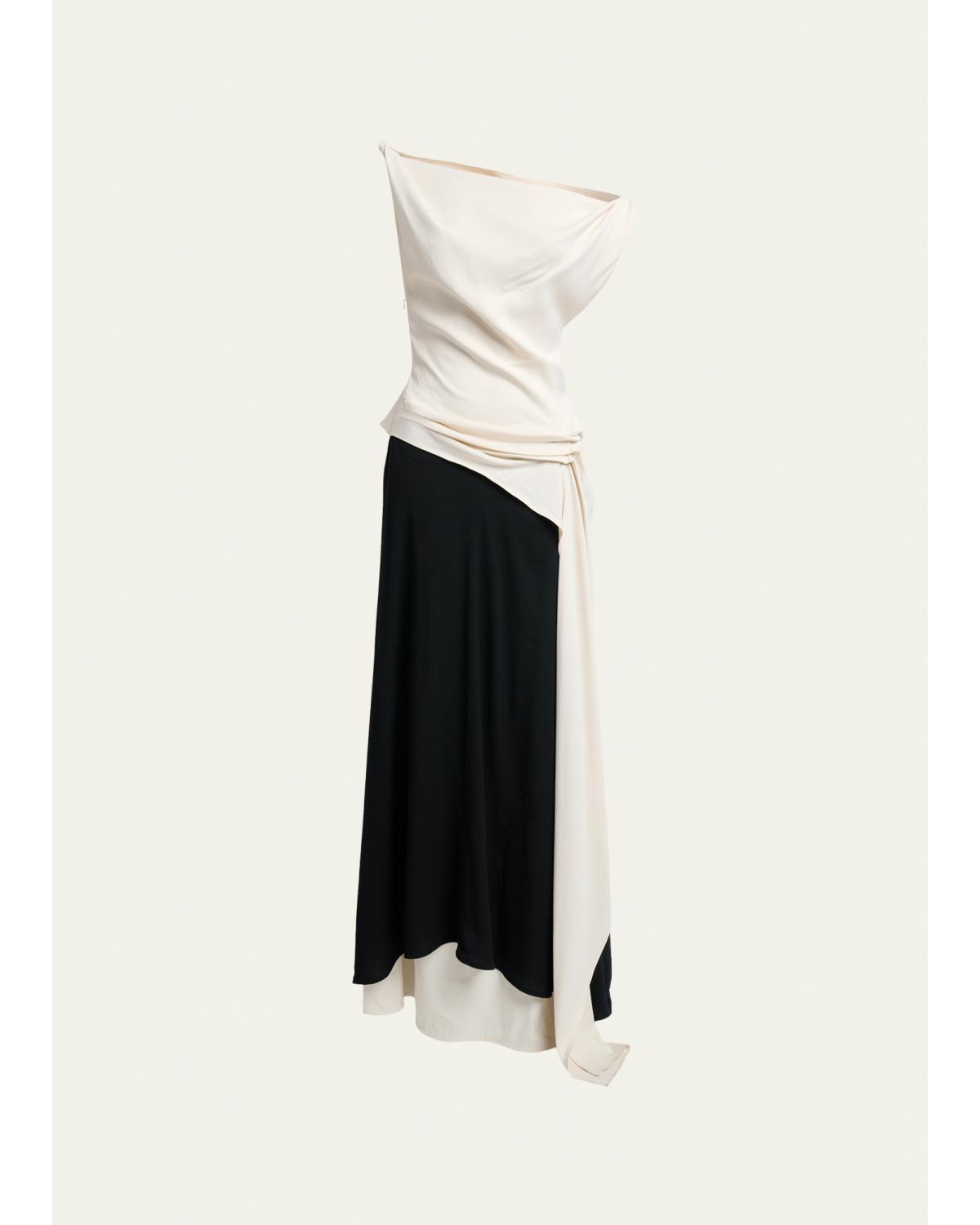 Daliah Two-Tone Draped Dress