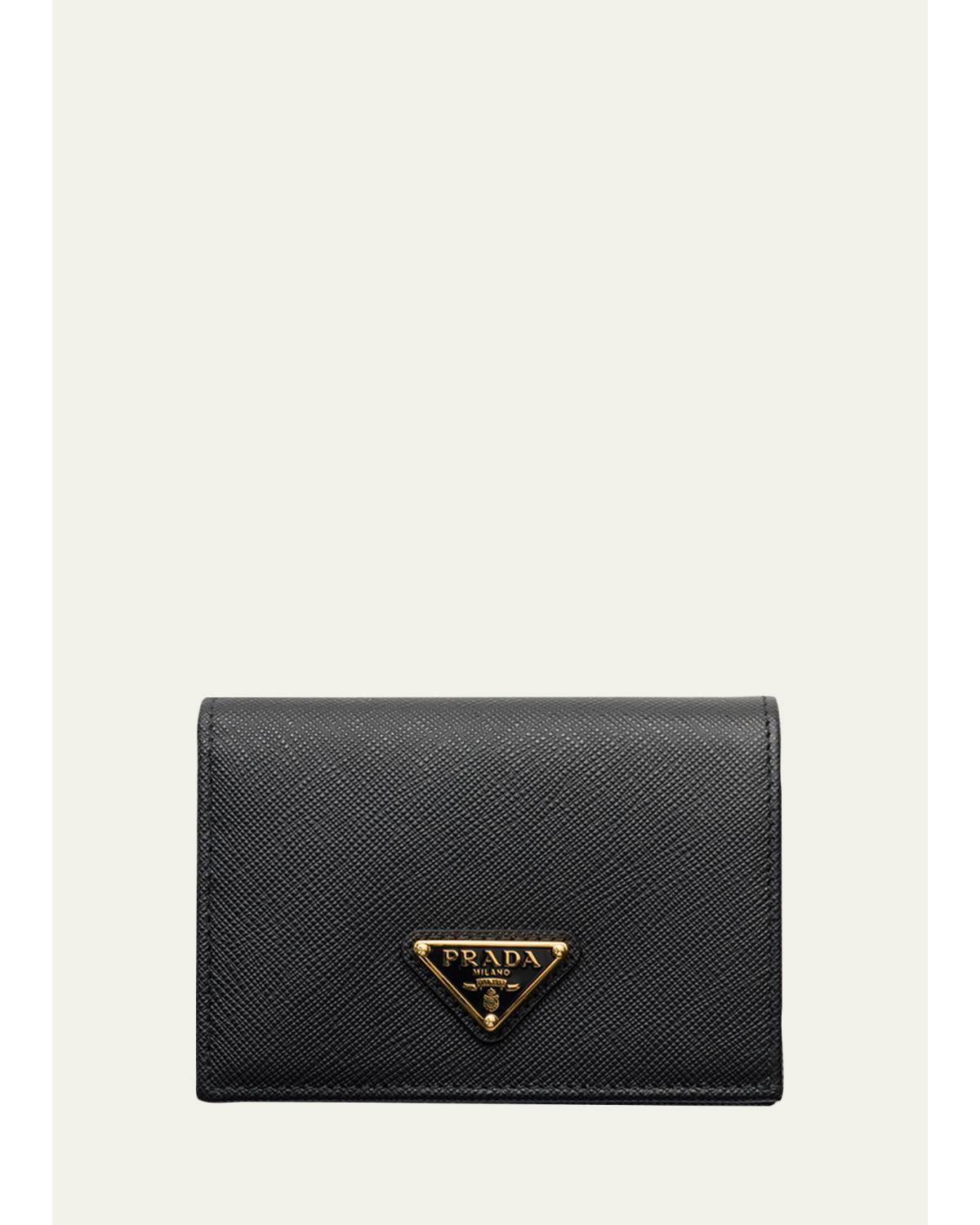 Prada Small Saffiano Bifold Wallet In Nero
