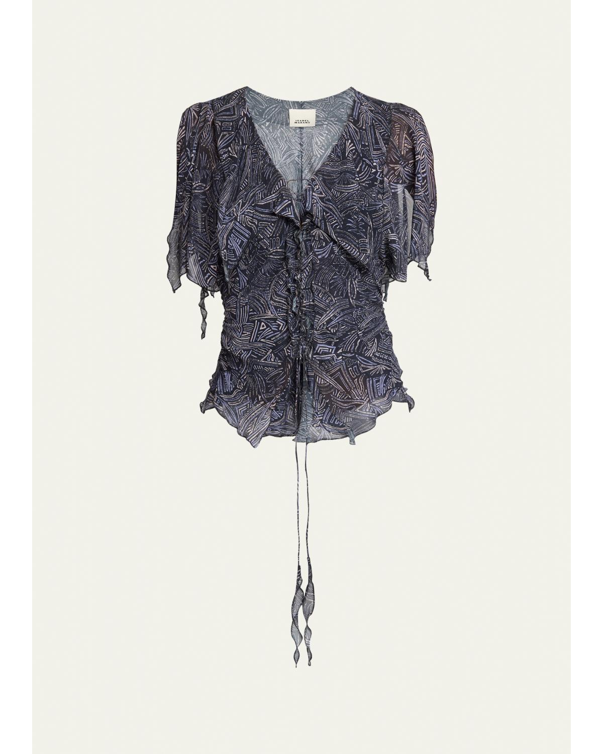 Thanais Lace-Up Silk Top