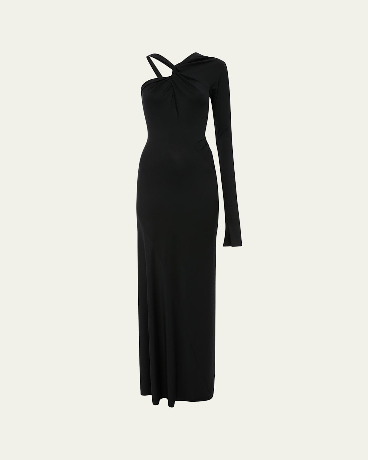 Victoria Beckham Knotted One-Shoulder Satin Gown
