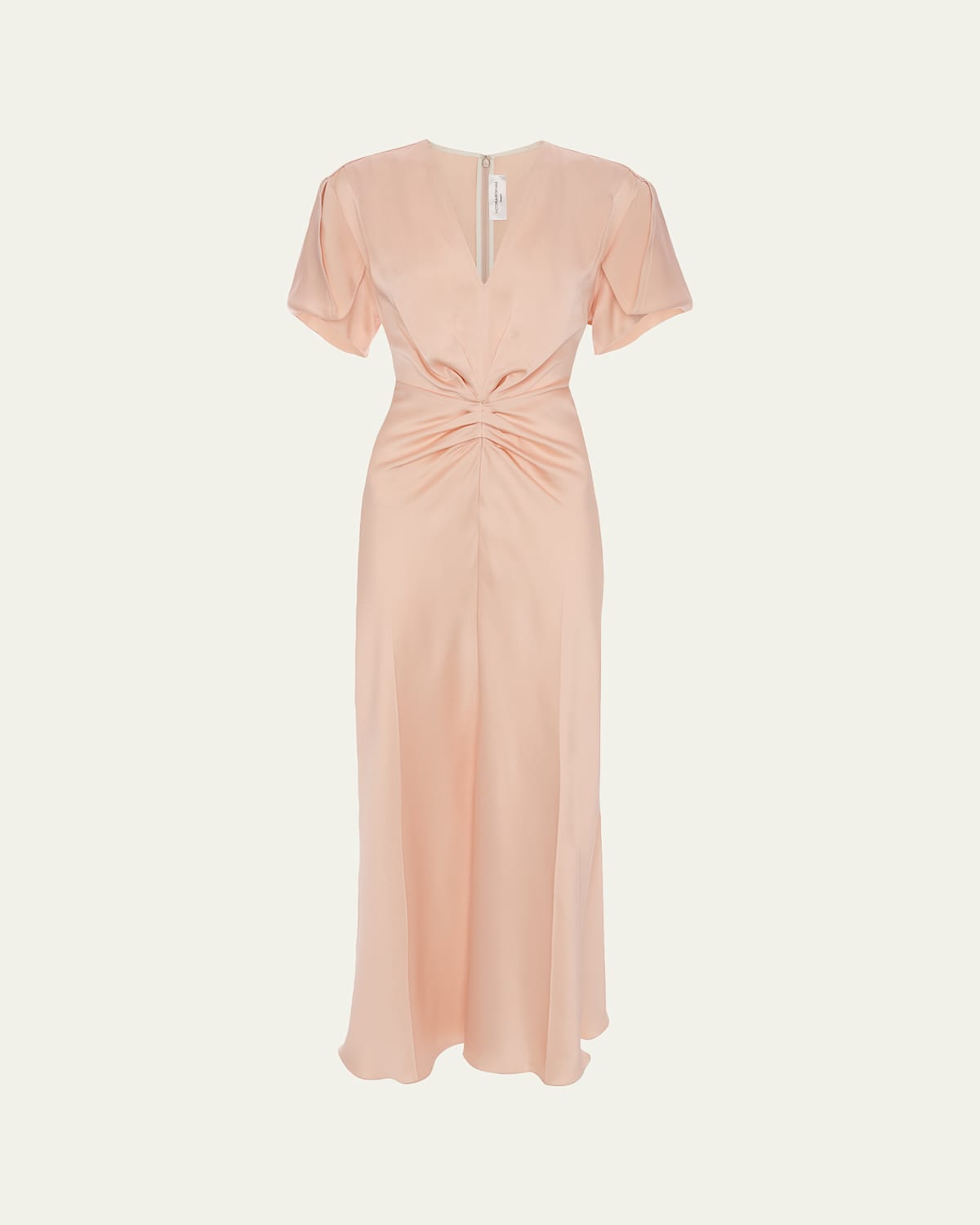 Victoria Beckham Eve Gathered-Waist Satin Midi Dress