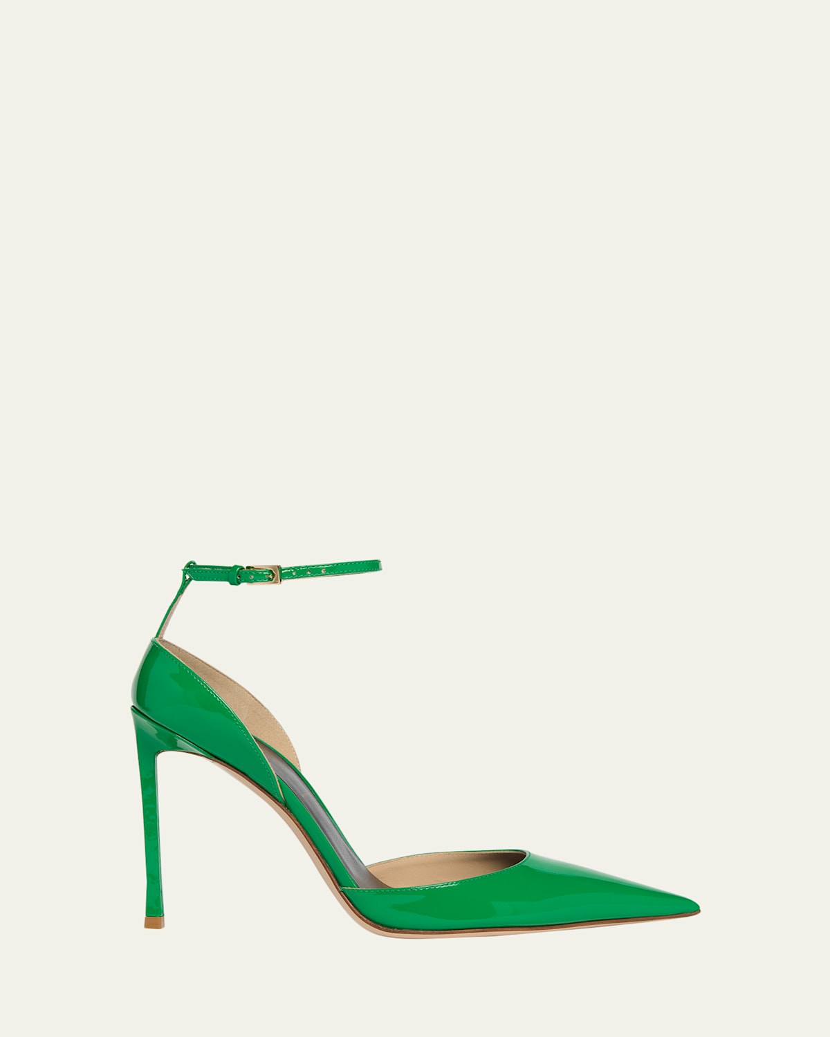 105Mm Patent Leather Ankle-Strap Pumps