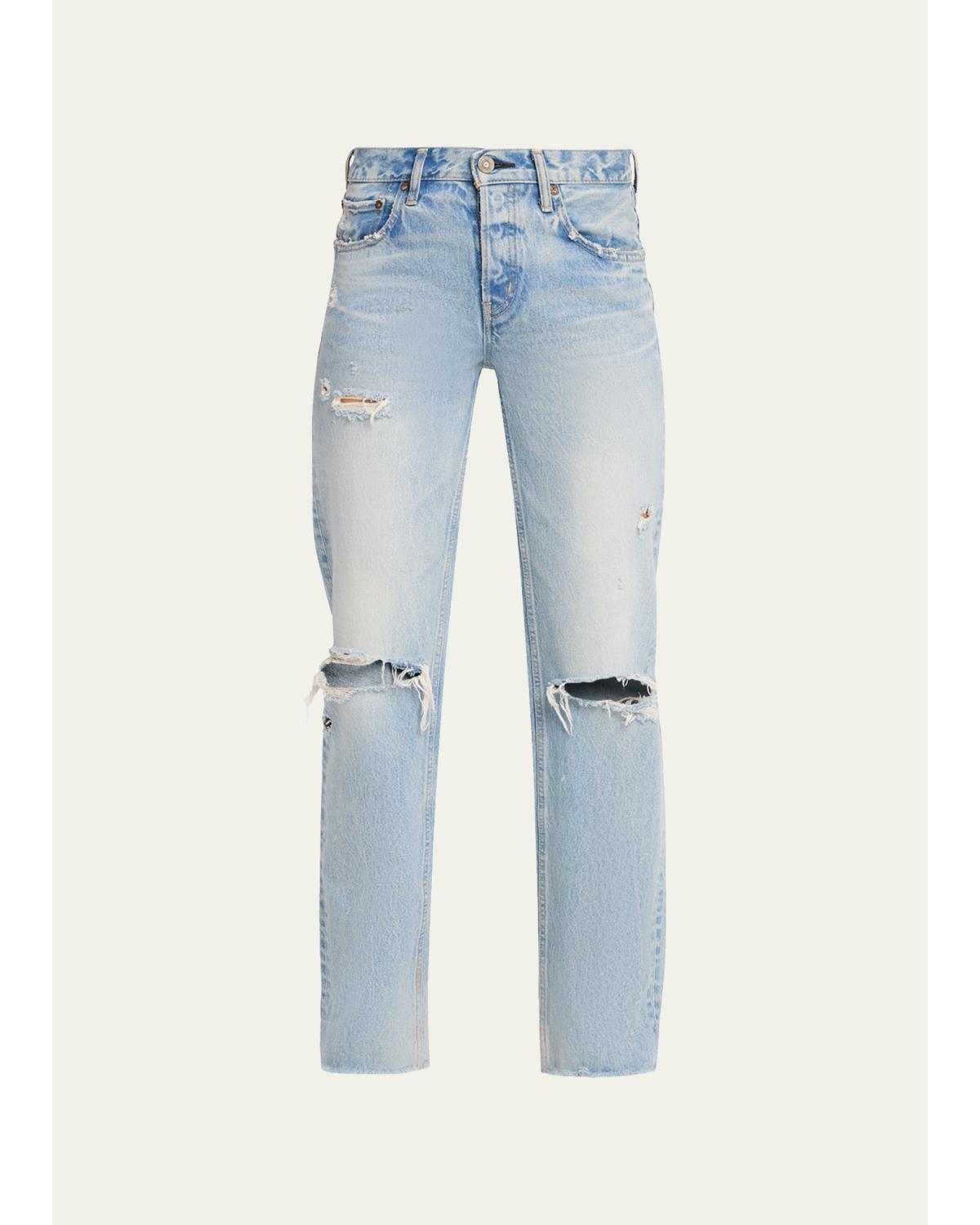 Distressed Straight Low-Rise Jeans