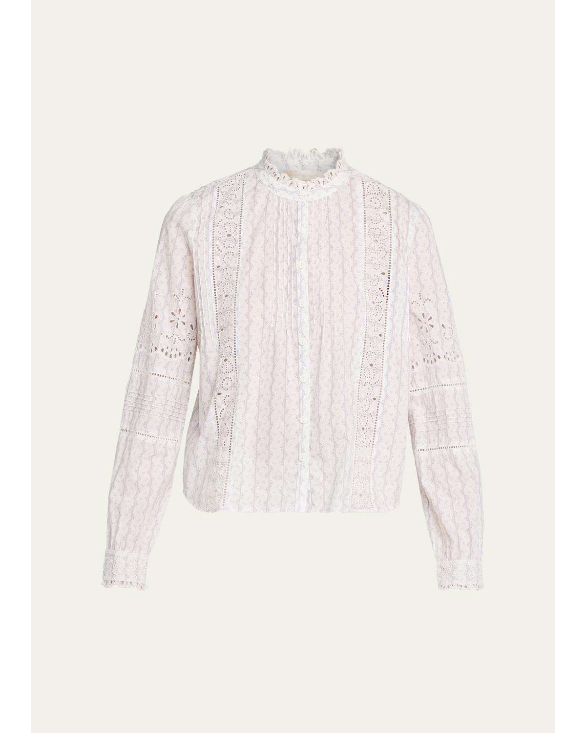 Lal Embroidered Button-Front Top