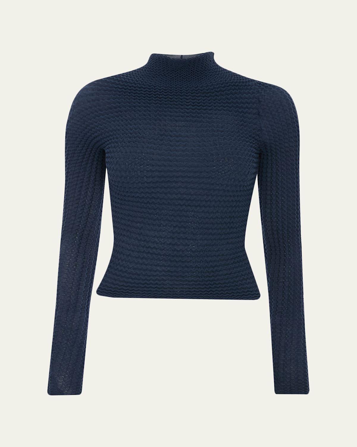 Victoria Beckham Zigzag Knit Mock-Neck Long-Sleeve Top