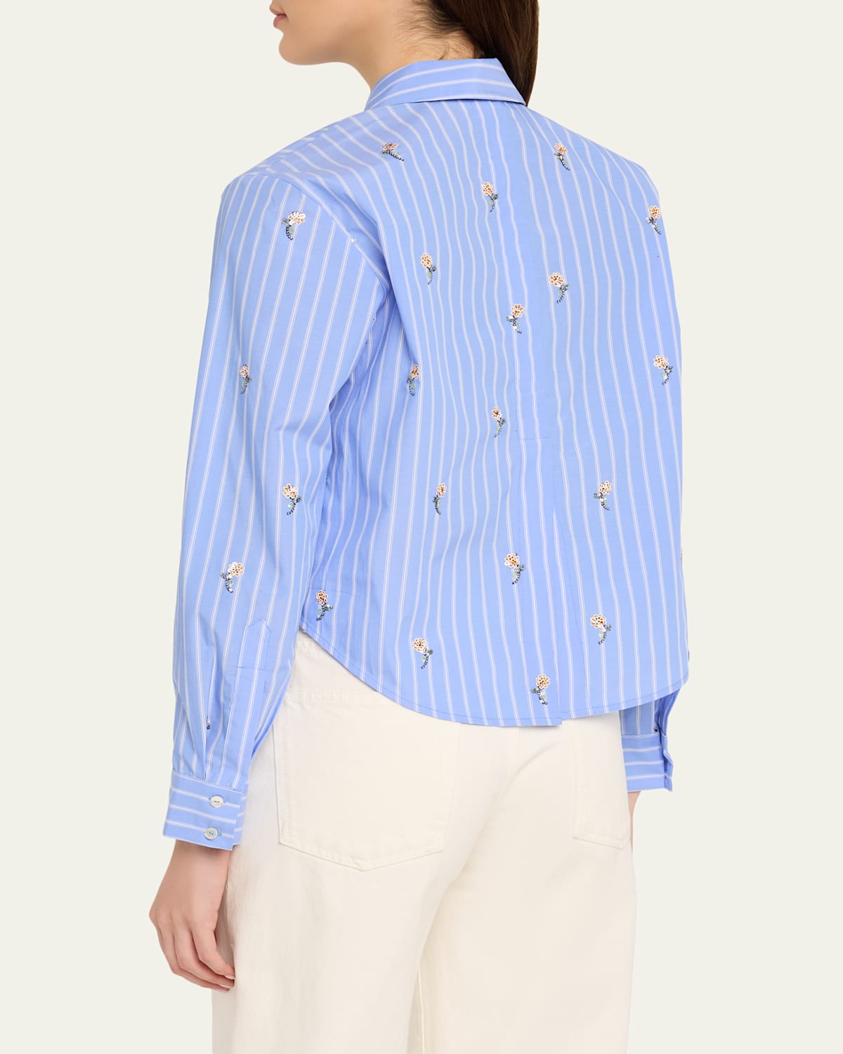 Cosette Sequined Button-Front Crop Shirt
