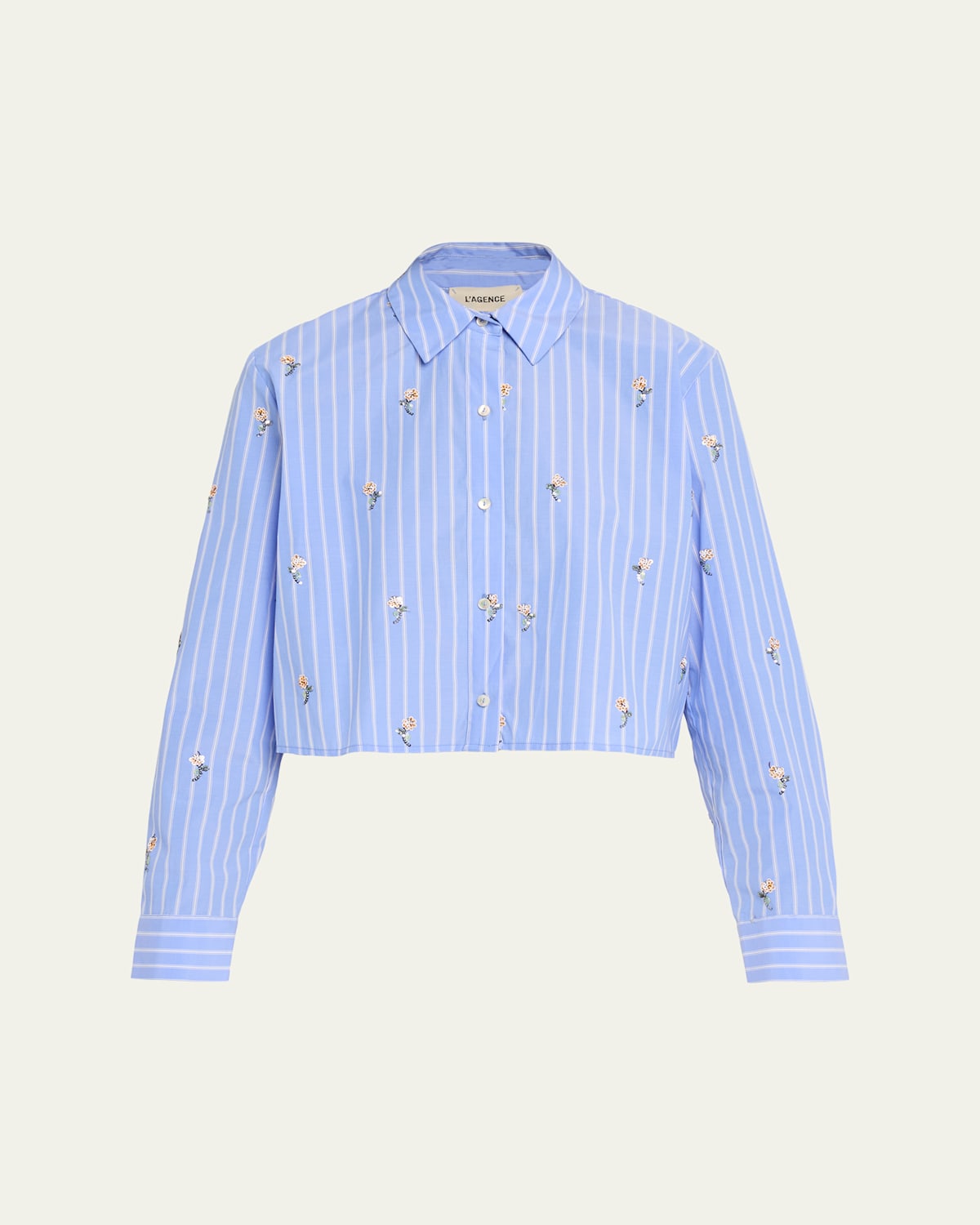 Cosette Sequined Button-Front Crop Shirt